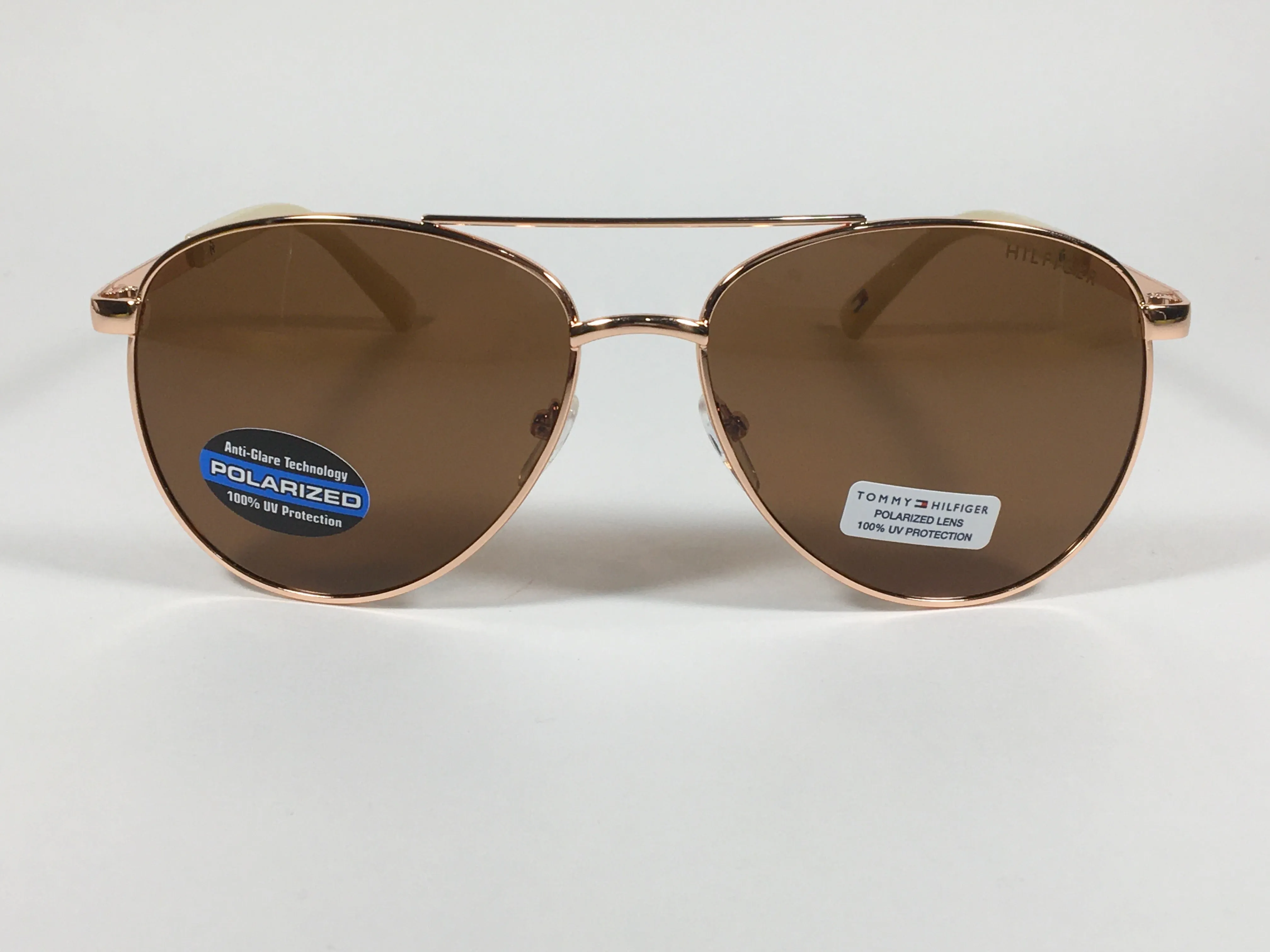 Tommy Hilfiger Lindsay Polarized Aviator Sunglasses Copper Tone Frame Brown Copper Lens LINDSAY WM OL275P