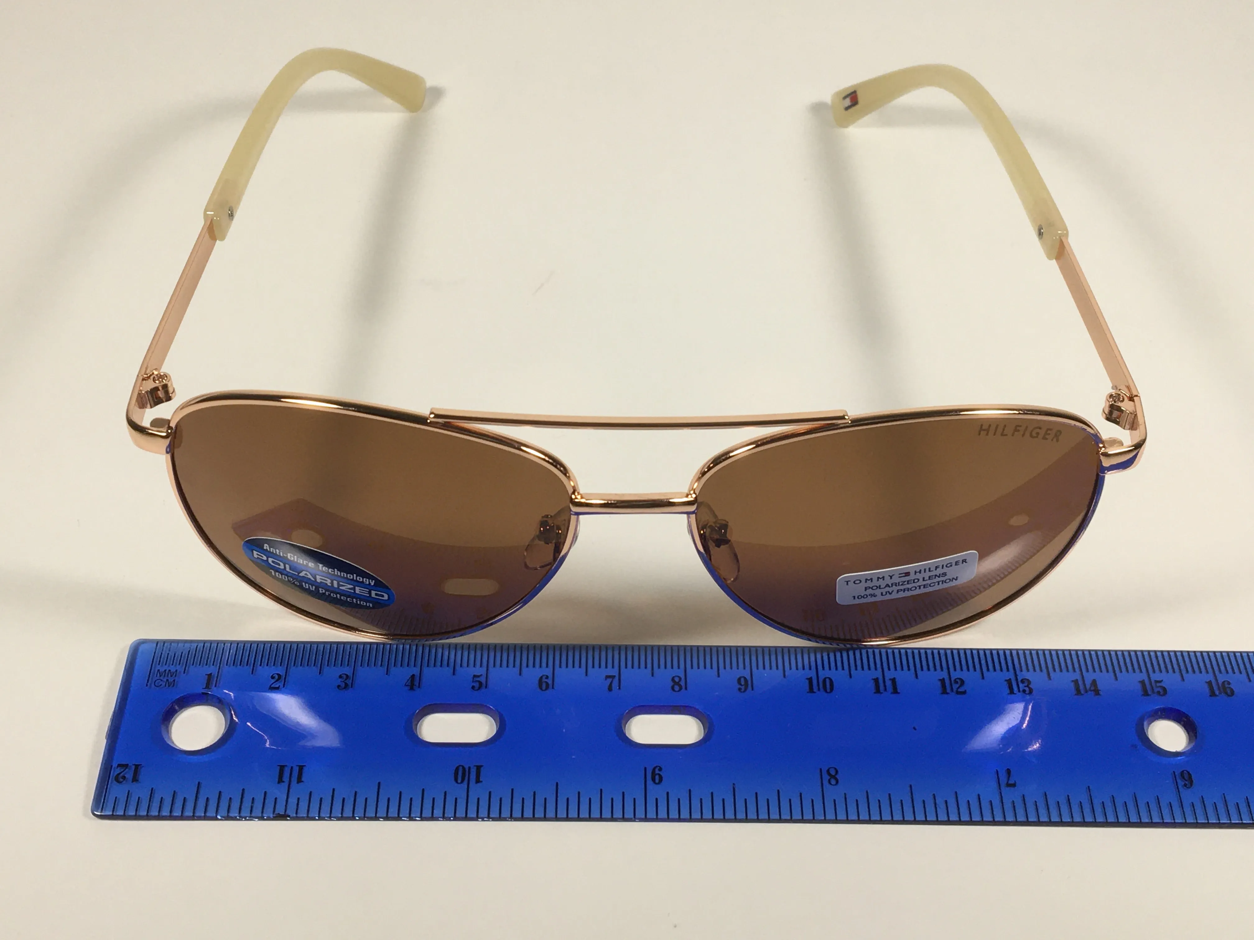 Tommy Hilfiger Lindsay Polarized Aviator Sunglasses Copper Tone Frame Brown Copper Lens LINDSAY WM OL275P