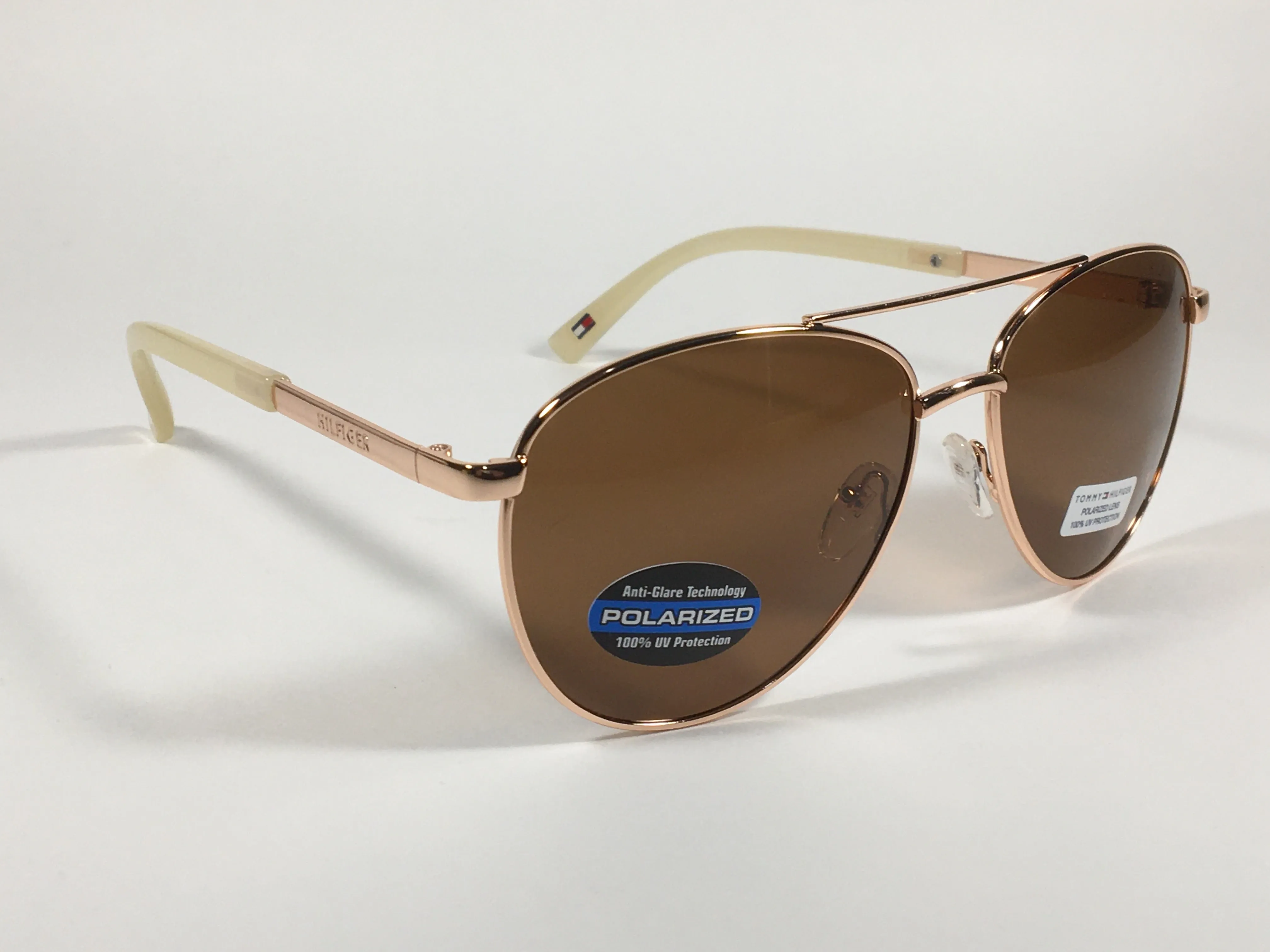 Tommy Hilfiger Lindsay Polarized Aviator Sunglasses Copper Tone Frame Brown Copper Lens LINDSAY WM OL275P