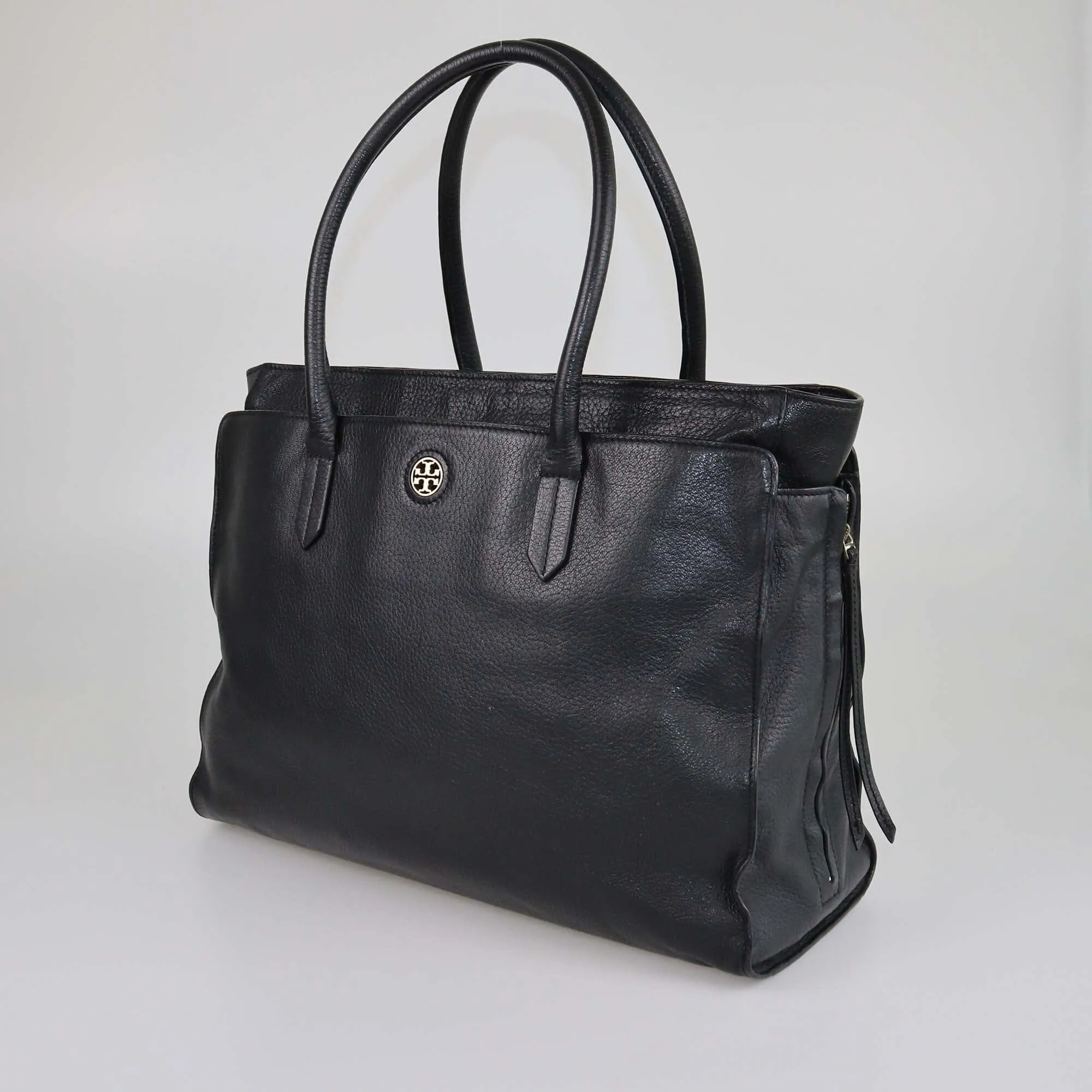 Tory Burch Black Side Zip Tote