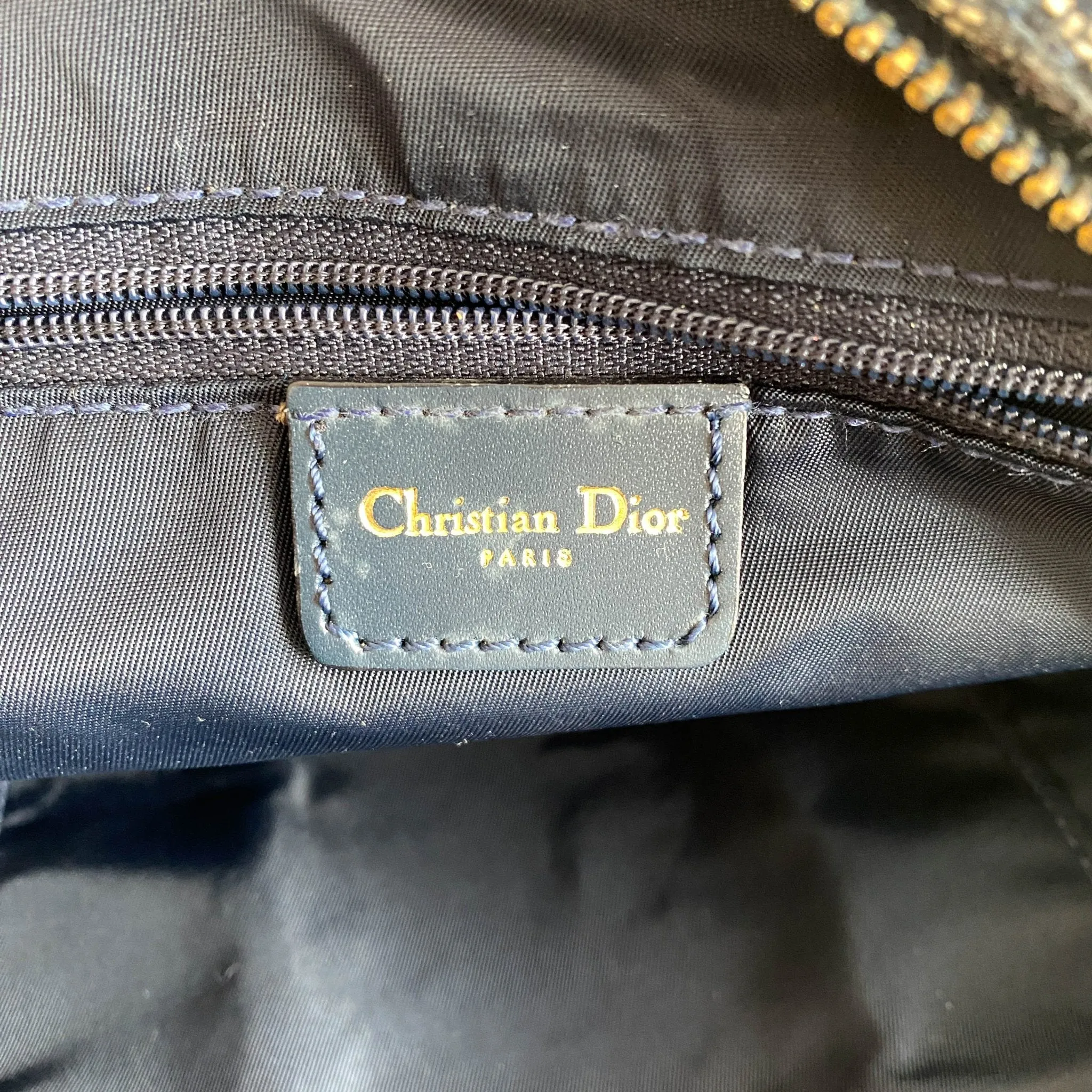 Trotter Double Saddle Hand Bag Canvas Leather Navy