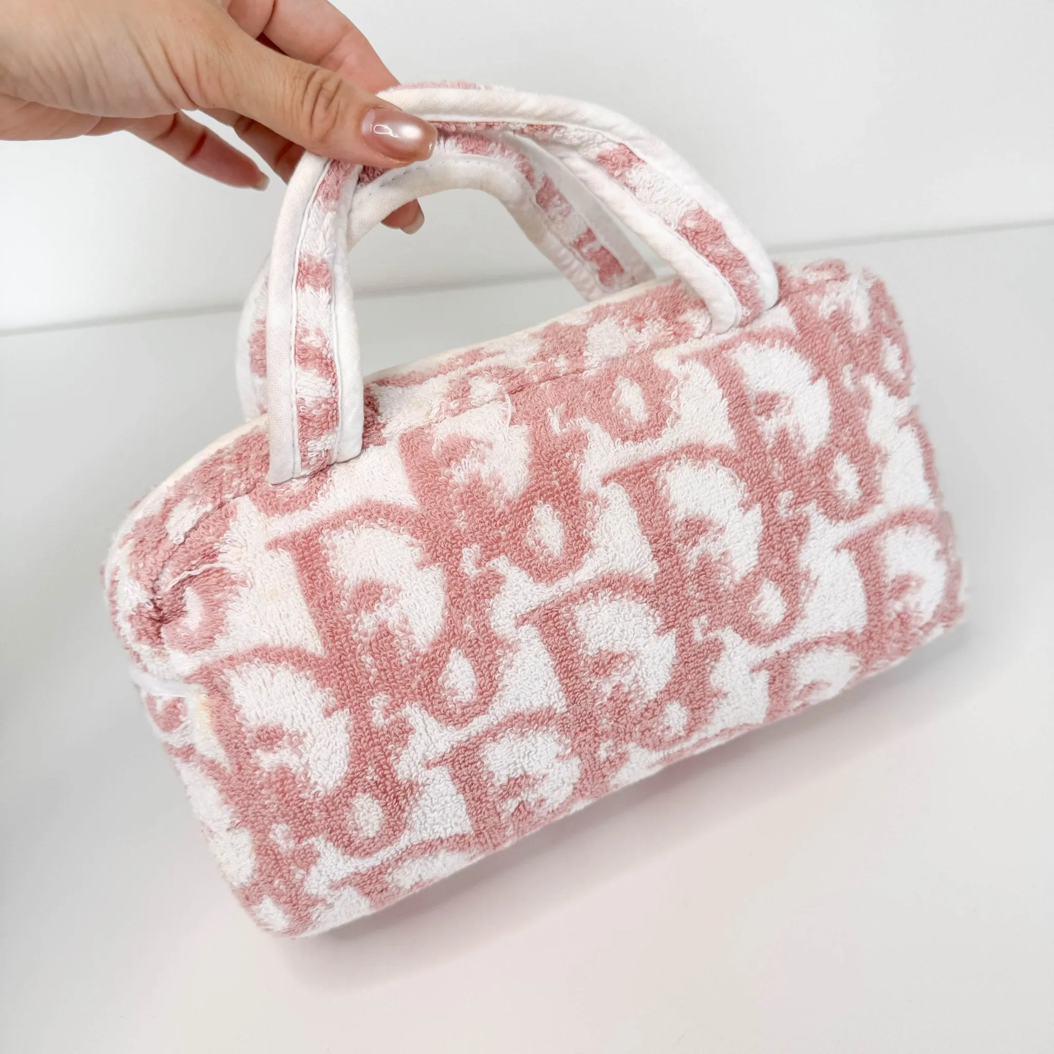 Trotter Pink Terry Cloth Towel Handbag