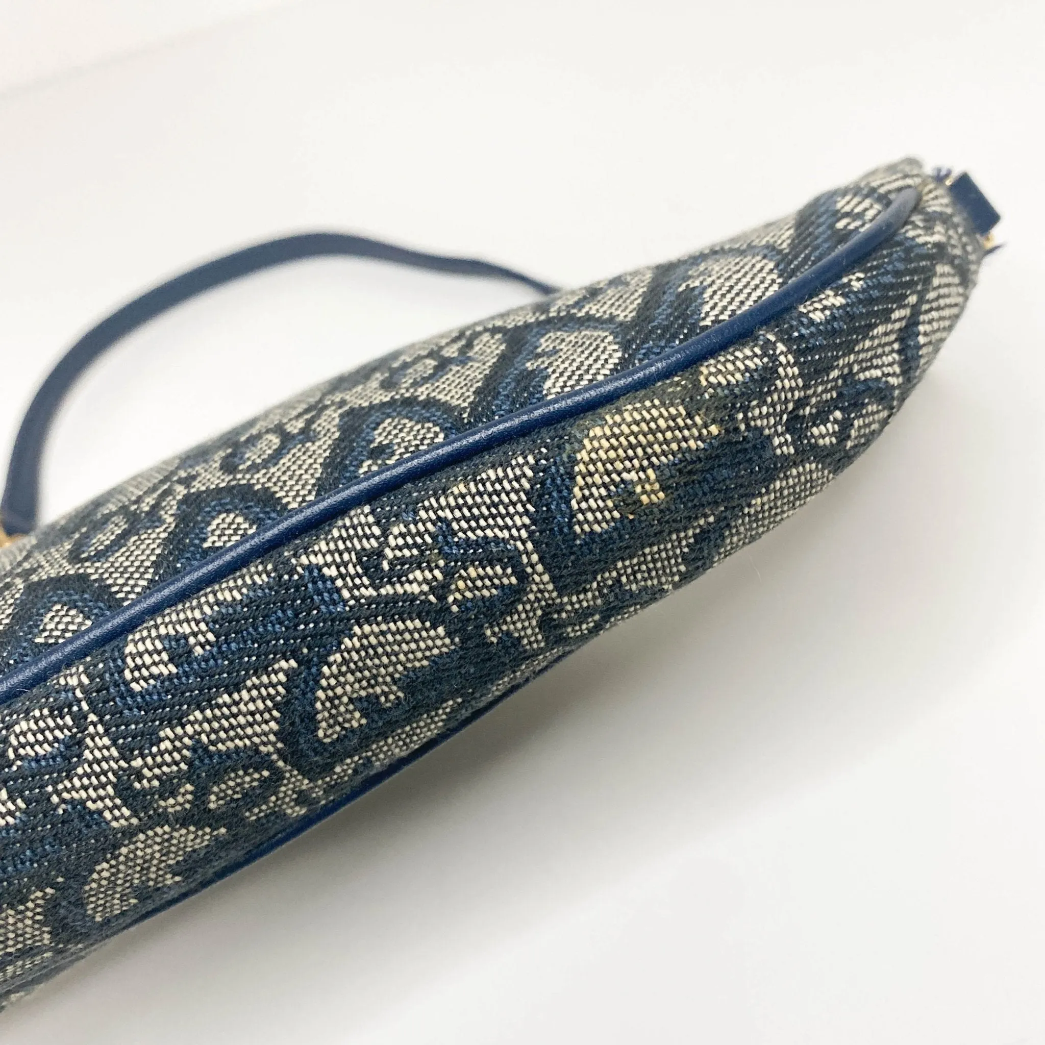 Trotter Saddle Bag Canvas & Leather Shoulder Bag Navy Blue