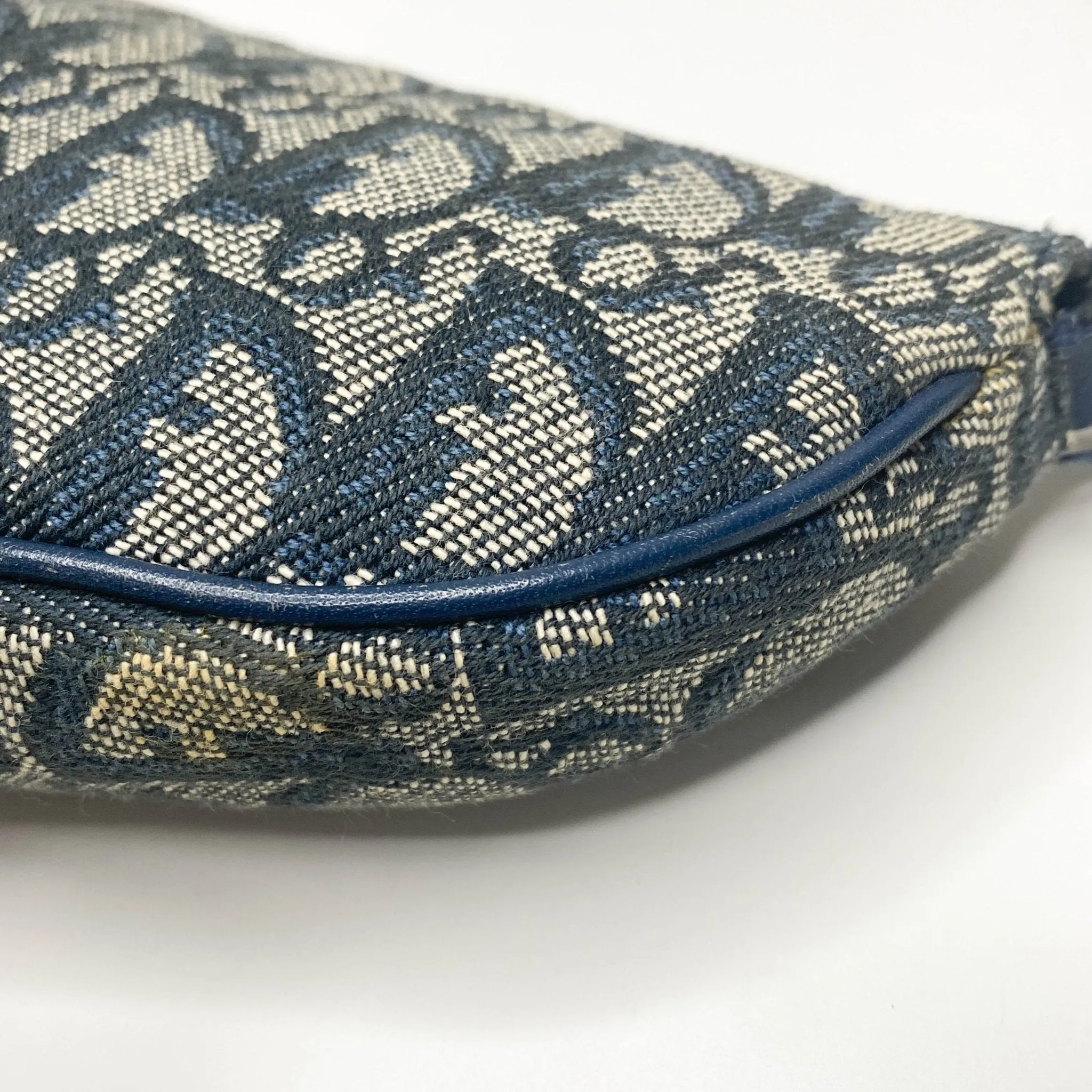 Trotter Saddle Bag Canvas & Leather Shoulder Bag Navy Blue