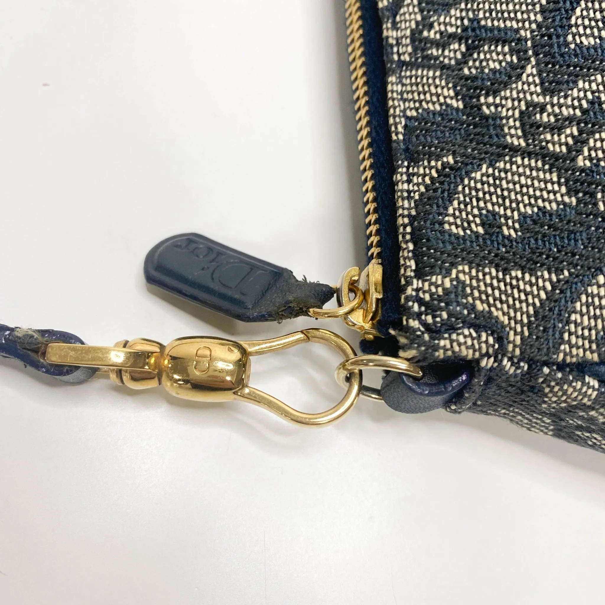 Trotter Saddle Bag Canvas & Leather Shoulder Bag Navy Blue