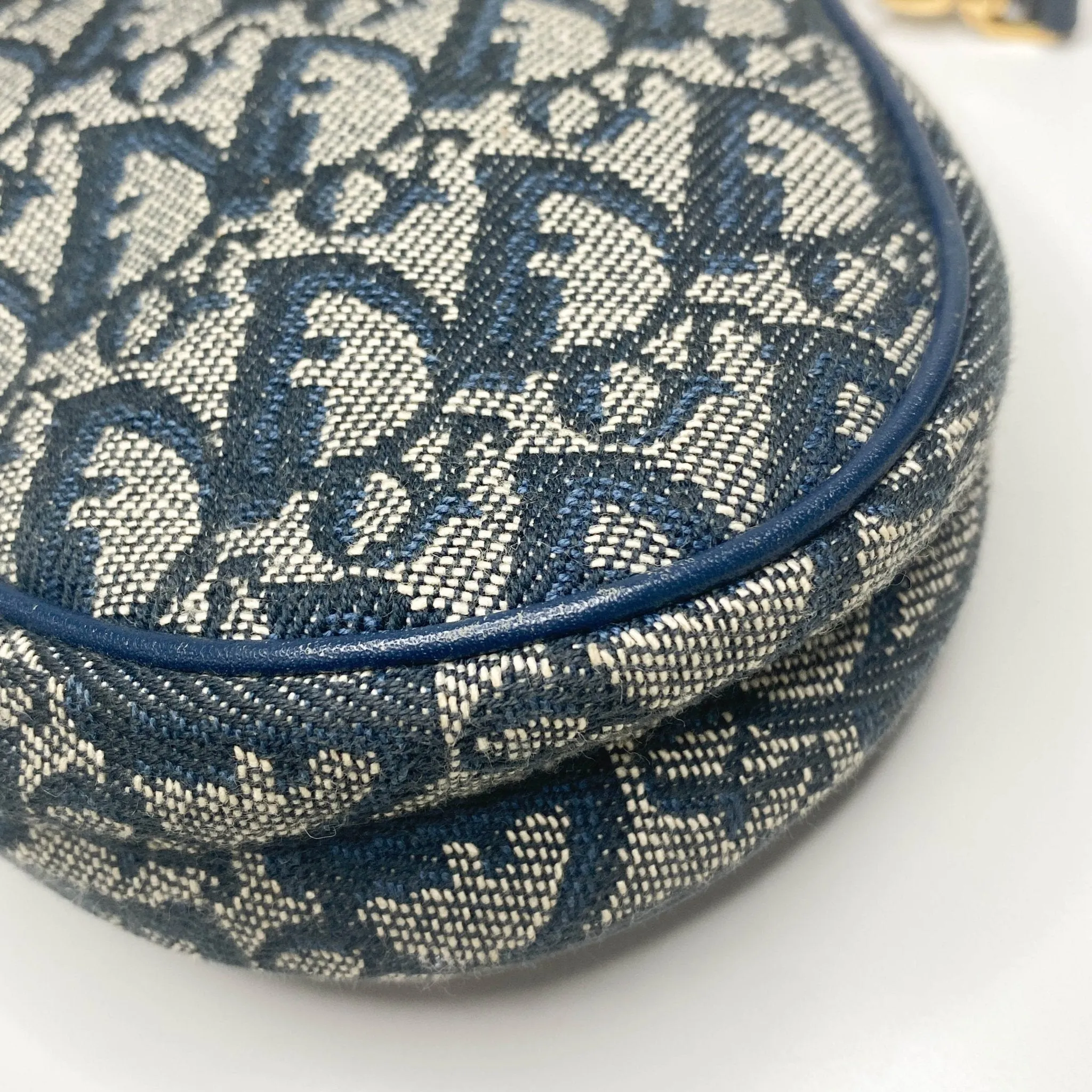 Trotter Saddle Bag Canvas & Leather Shoulder Bag Navy Blue