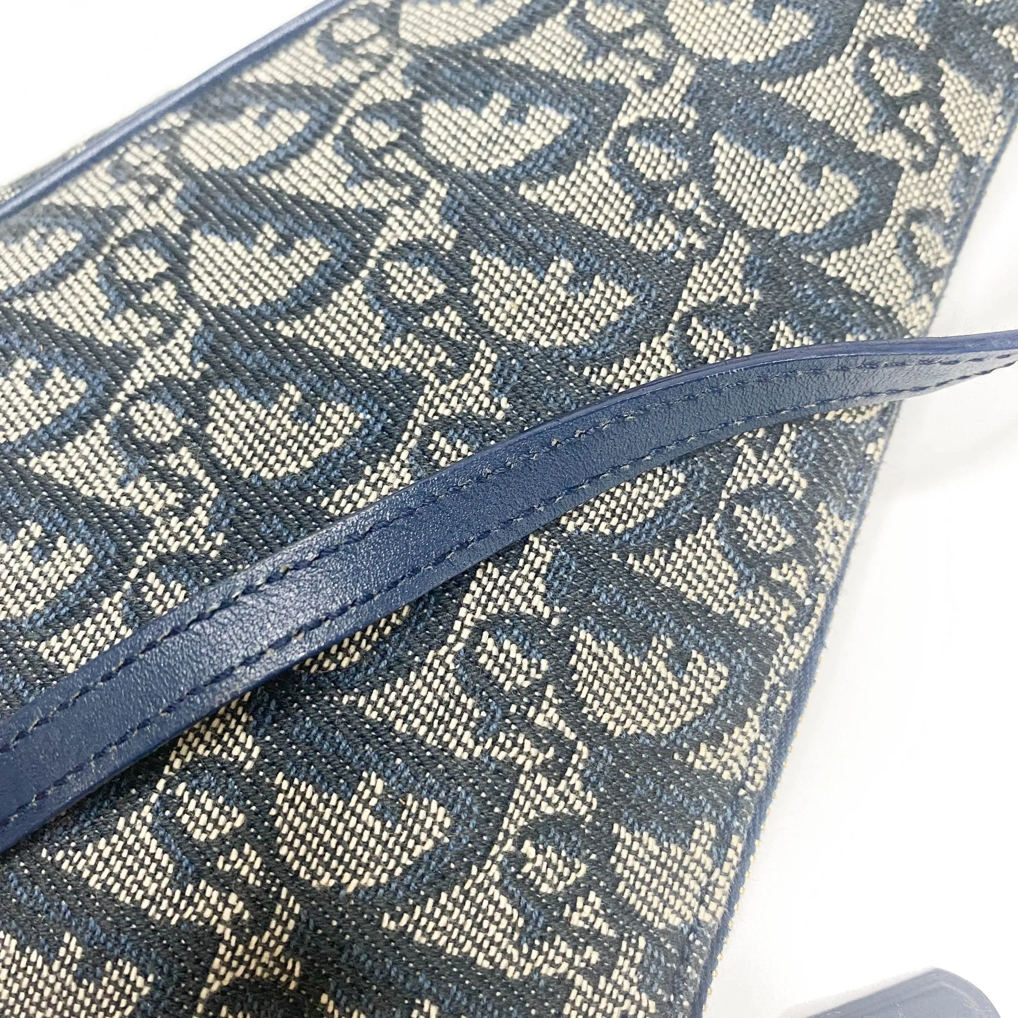Trotter Saddle Bag Canvas & Leather Shoulder Bag Navy Blue