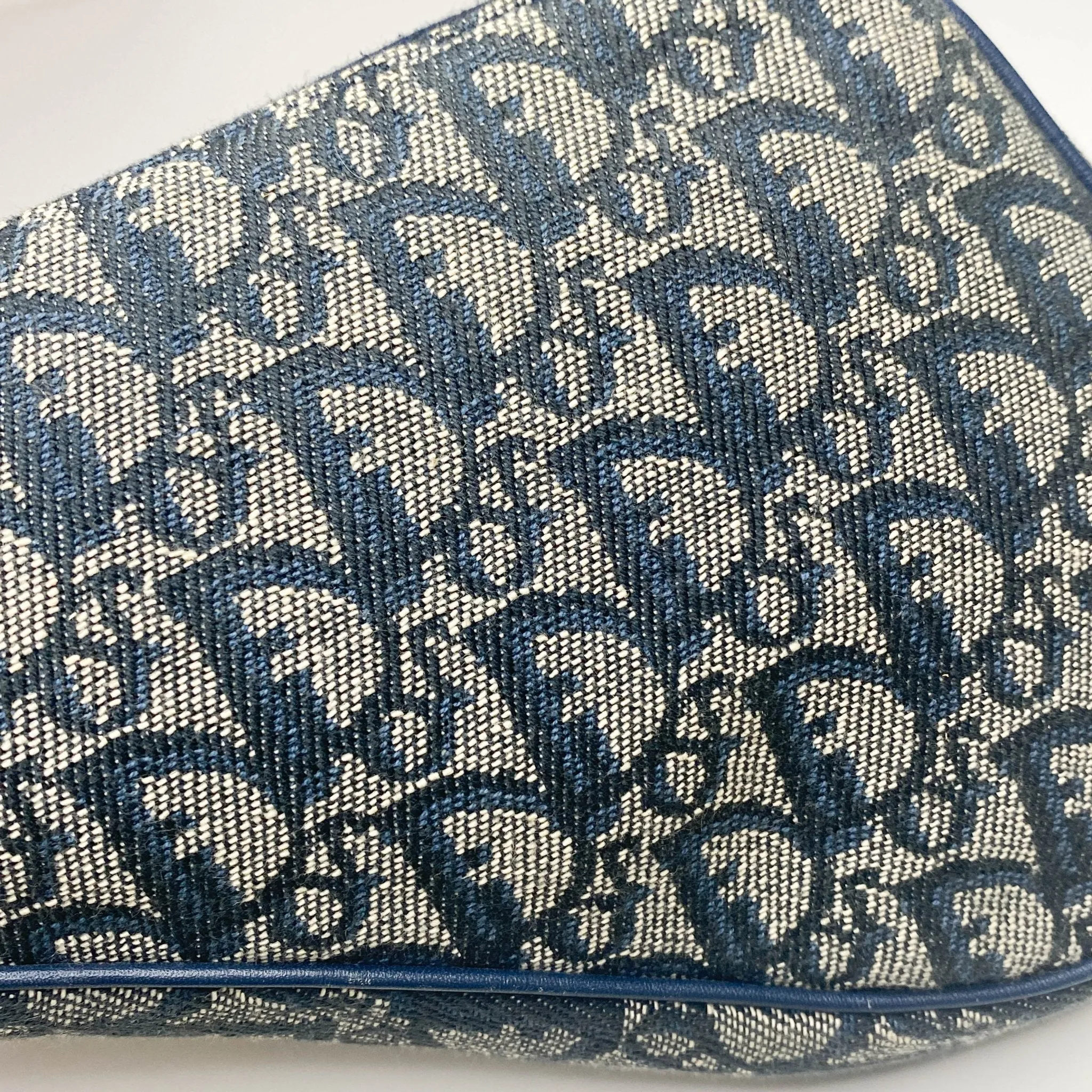Trotter Saddle Bag Canvas & Leather Shoulder Bag Navy Blue