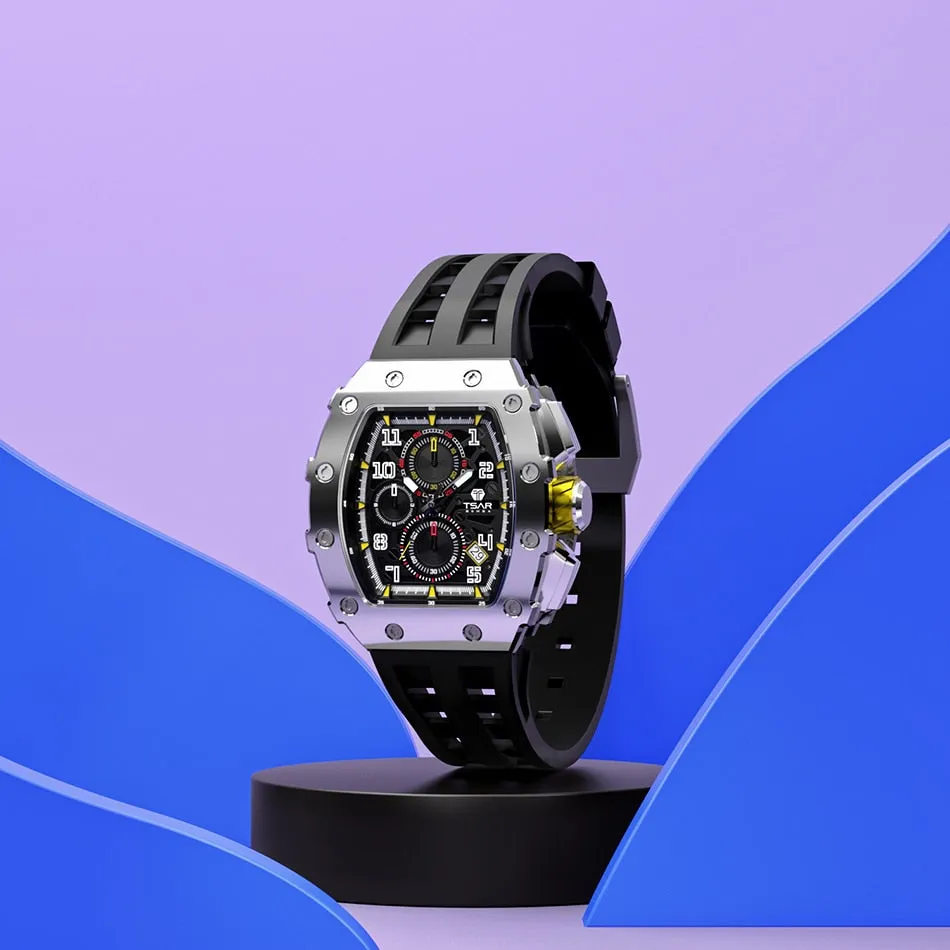 TSAR BOMBA 50M Waterproof Stainless Steel Wristwatch Sport Chronograph