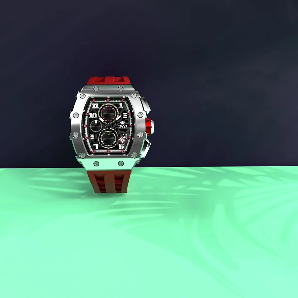 TSAR BOMBA 50M Waterproof Stainless Steel Wristwatch Sport Chronograph