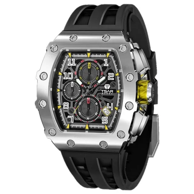 TSAR BOMBA 50M Waterproof Stainless Steel Wristwatch Sport Chronograph