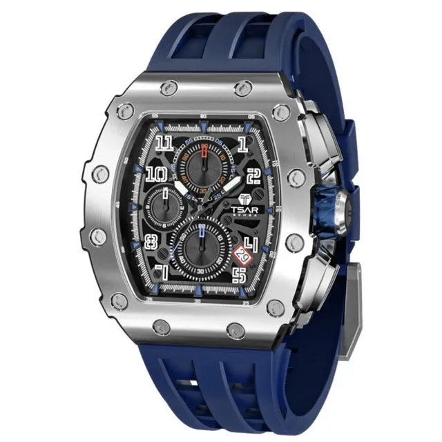 TSAR BOMBA 50M Waterproof Stainless Steel Wristwatch Sport Chronograph