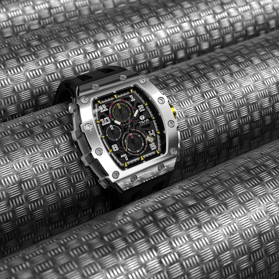TSAR BOMBA 50M Waterproof Stainless Steel Wristwatch Sport Chronograph