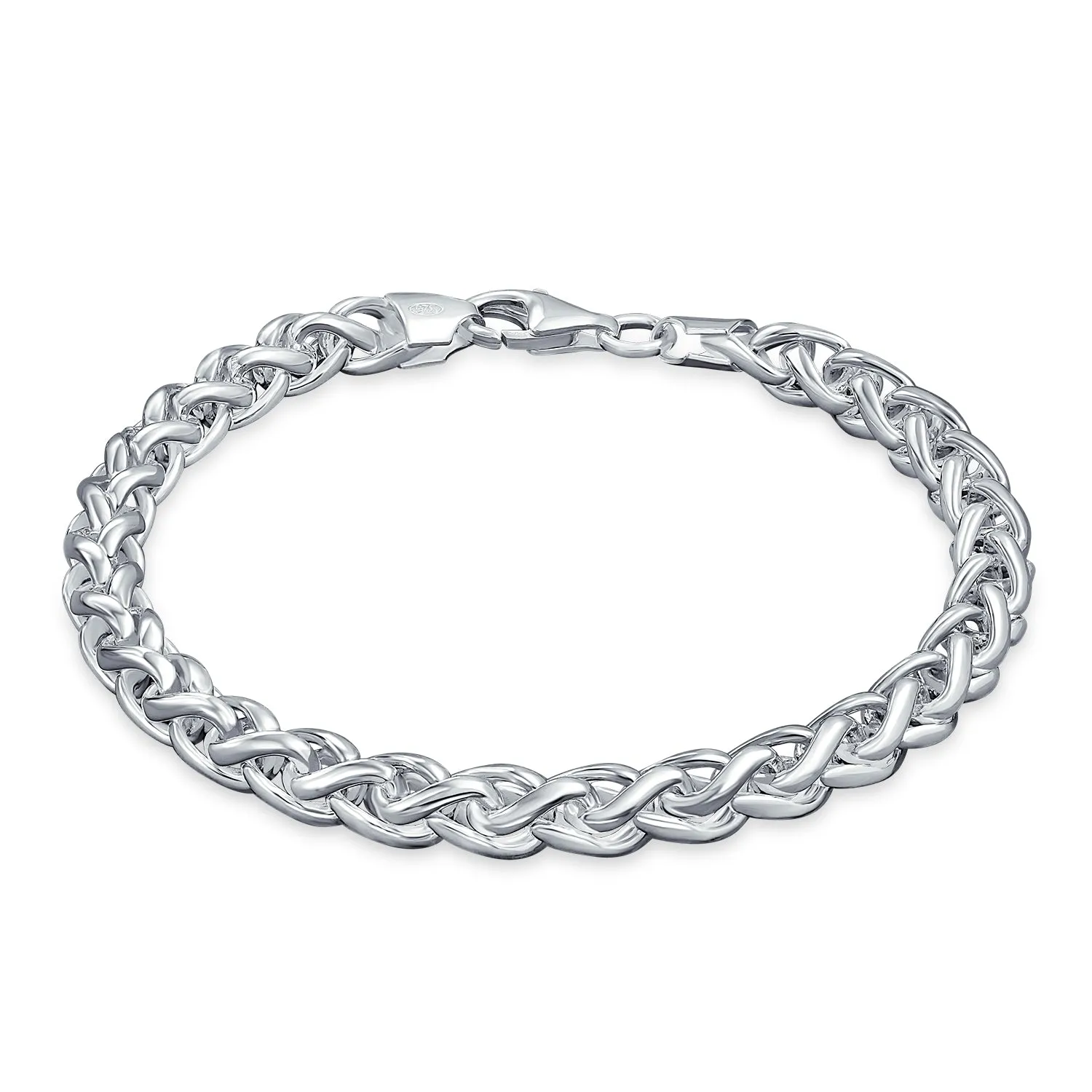 Unisex Men's Heavy Franco Chain Link Bracelet Sterling Silver Made in Italy