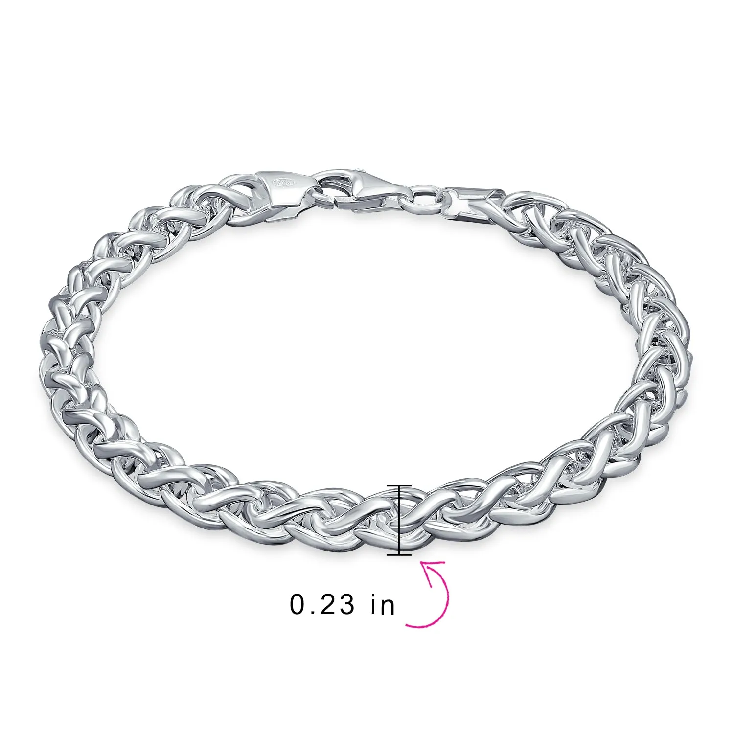 Unisex Men's Heavy Franco Chain Link Bracelet Sterling Silver Made in Italy