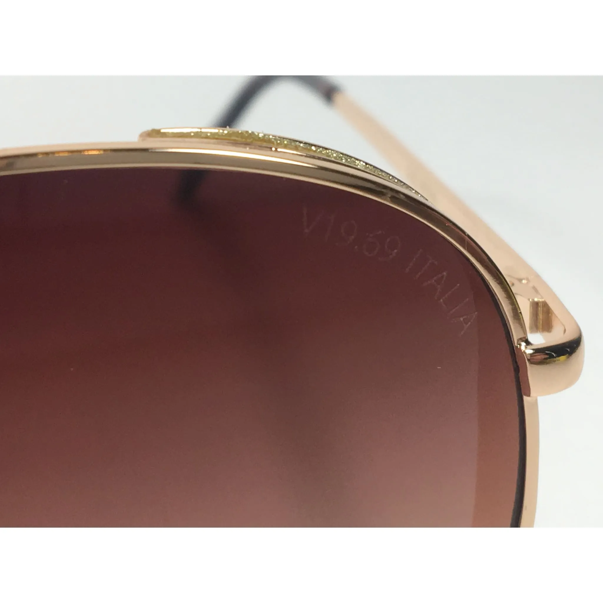 Versace 19V69 Italia Mona Tunnel Vision Aviator Pilot Sunglasses Gold Metal Brown Gradient Lens