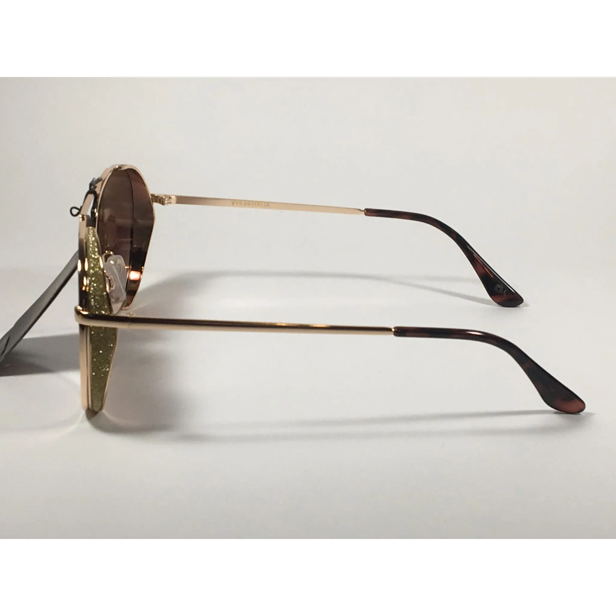Versace 19V69 Italia Mona Tunnel Vision Aviator Pilot Sunglasses Gold Metal Brown Gradient Lens