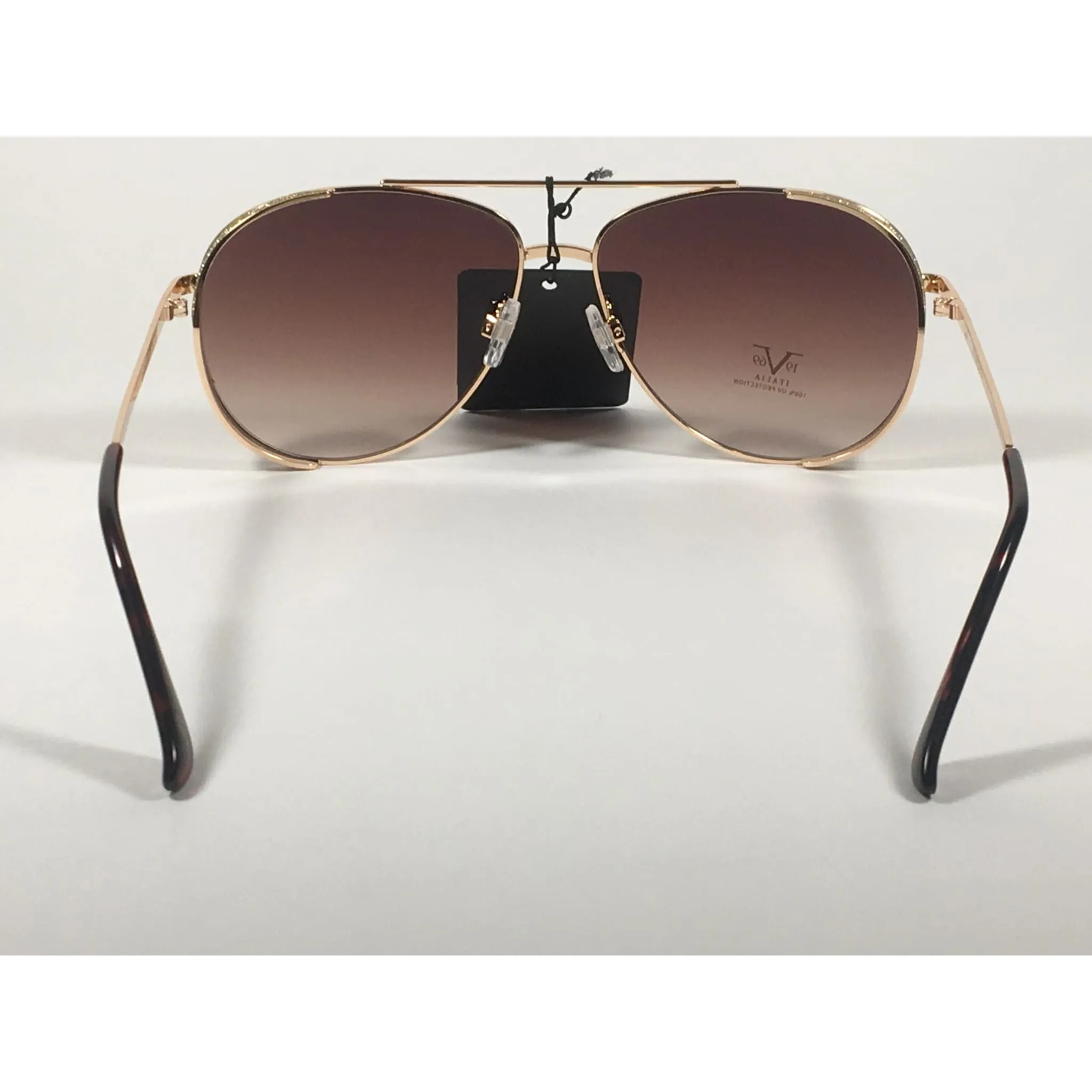 Versace 19V69 Italia Mona Tunnel Vision Aviator Pilot Sunglasses Gold Metal Brown Gradient Lens