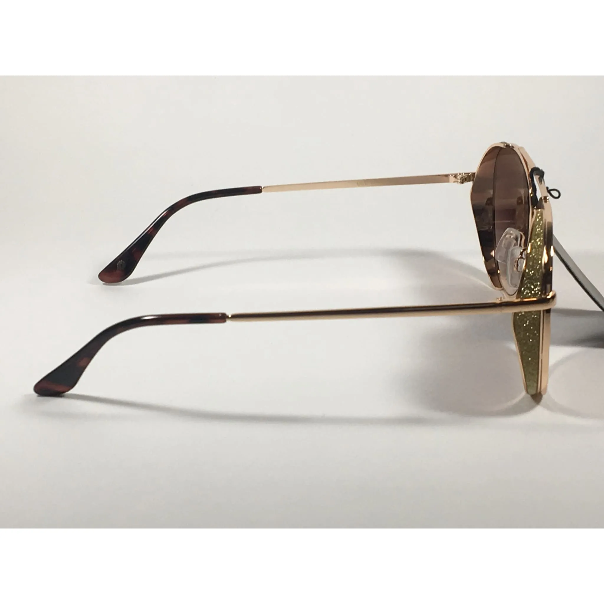 Versace 19V69 Italia Mona Tunnel Vision Aviator Pilot Sunglasses Gold Metal Brown Gradient Lens