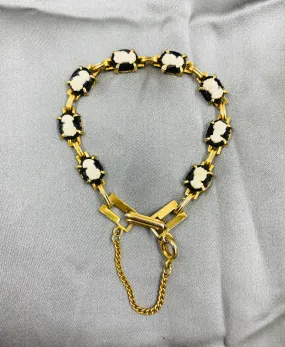 Vintage Goldtone Cameo Link Bracelet