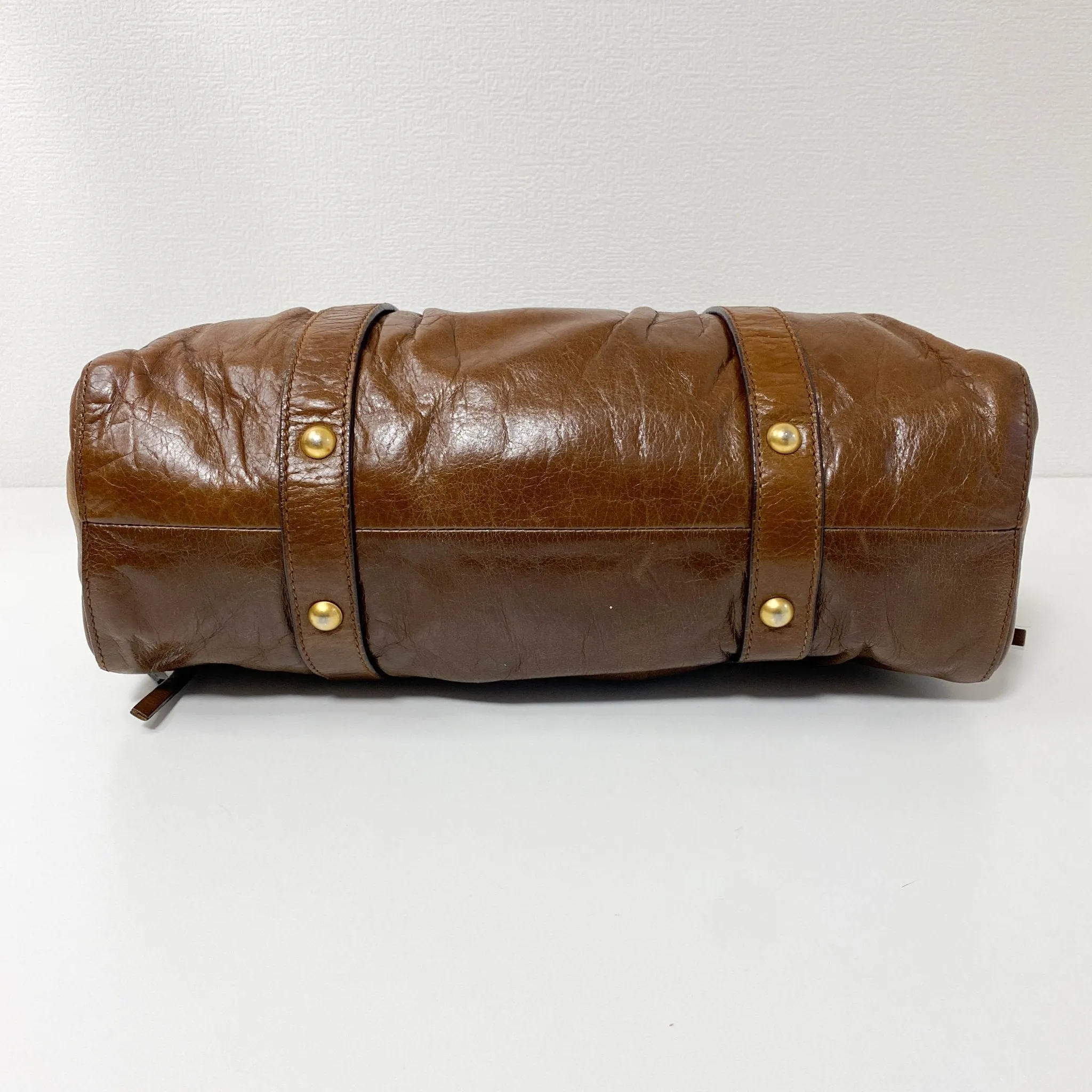 Vitello Bauletto Brown Leather Handbag