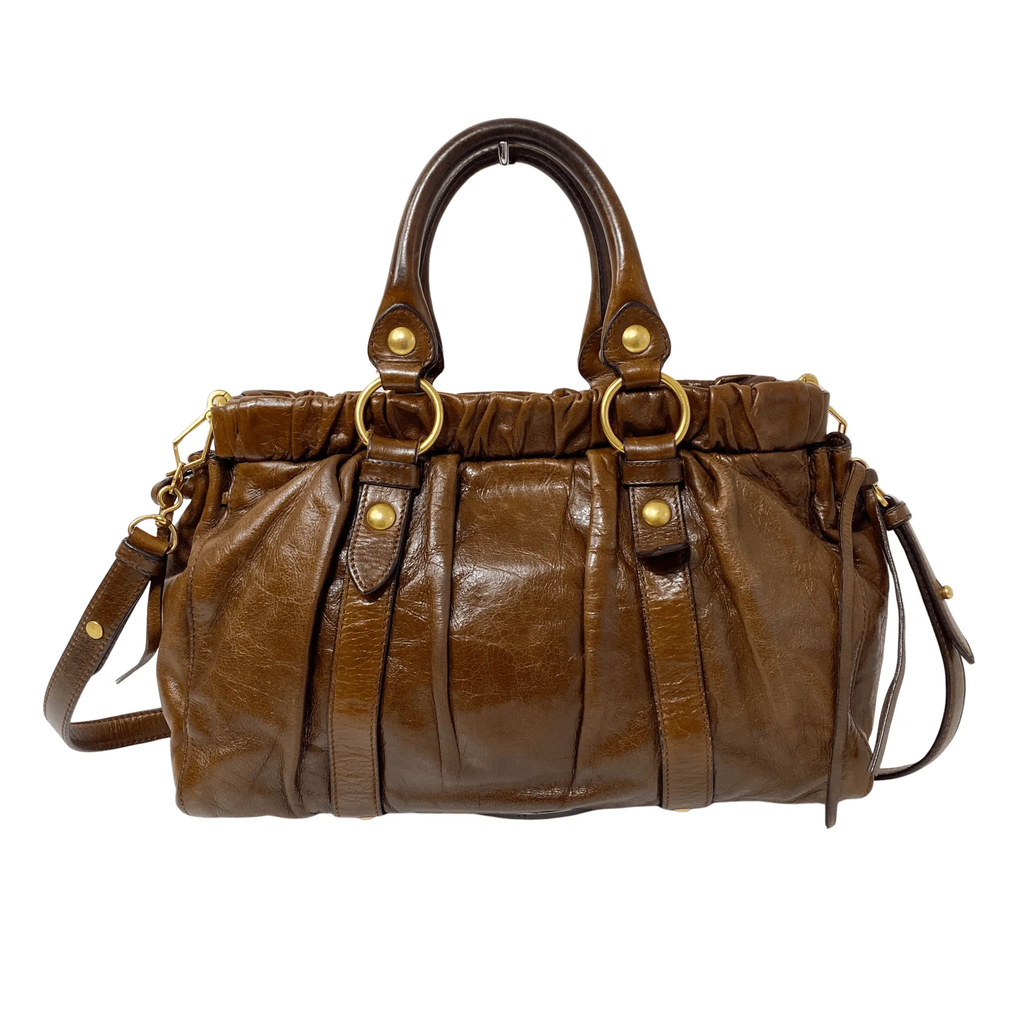 Vitello Bauletto Brown Leather Handbag