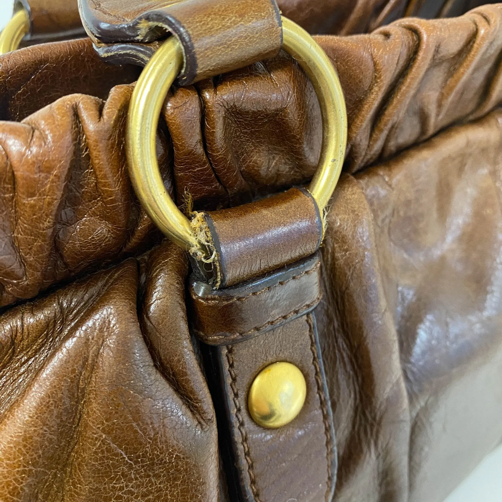 Vitello Bauletto Brown Leather Handbag