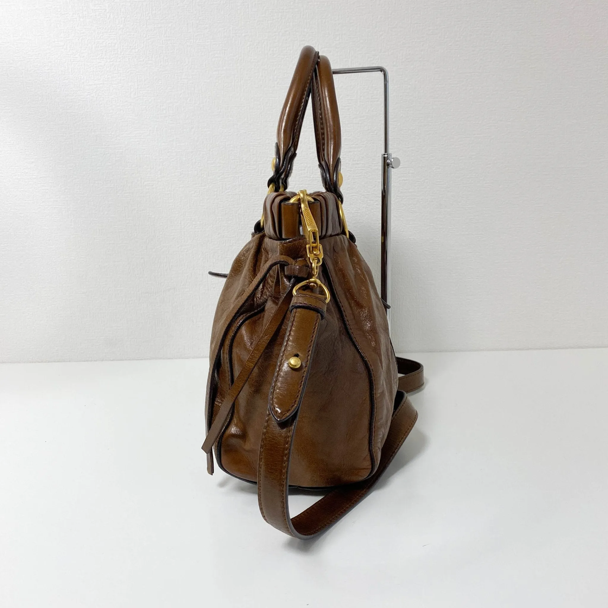 Vitello Bauletto Brown Leather Handbag