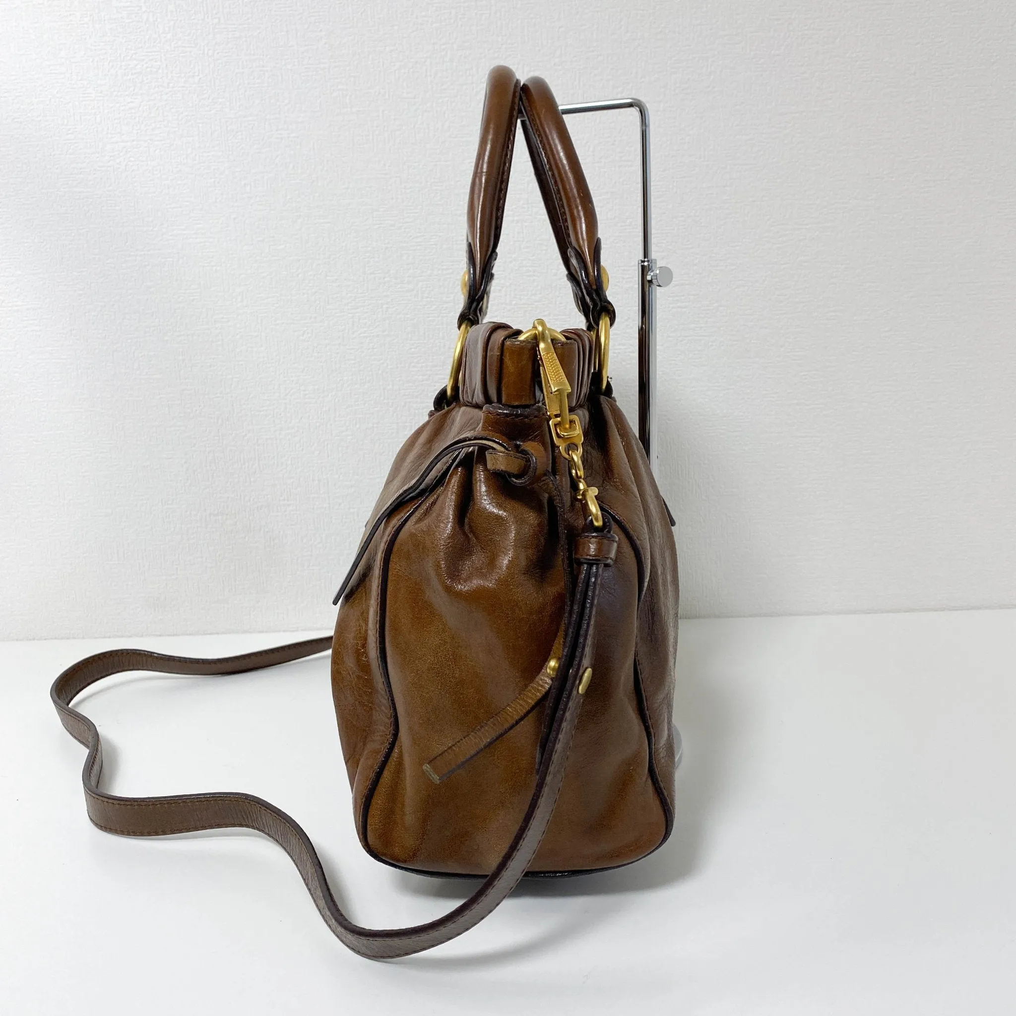 Vitello Bauletto Brown Leather Handbag
