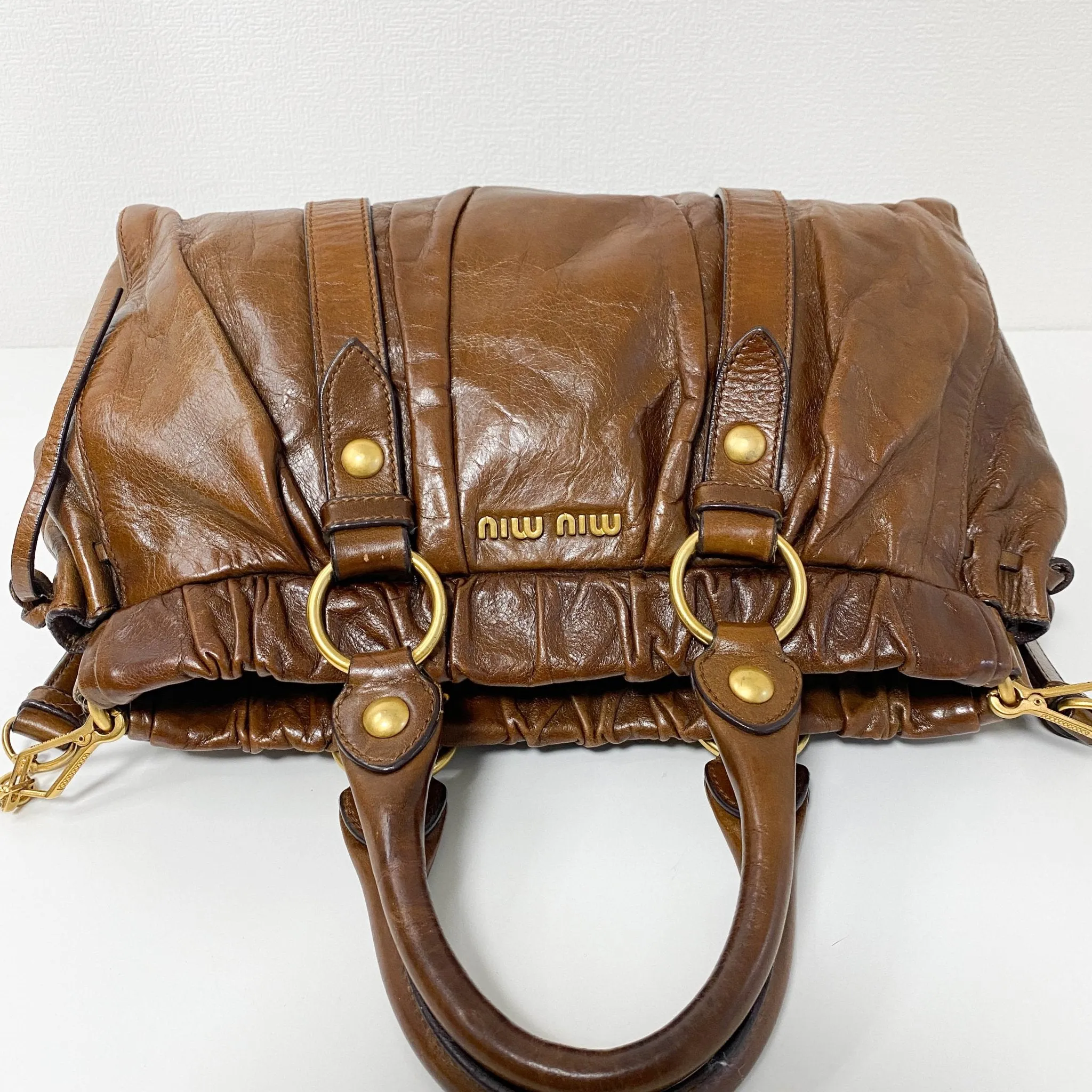 Vitello Bauletto Brown Leather Handbag