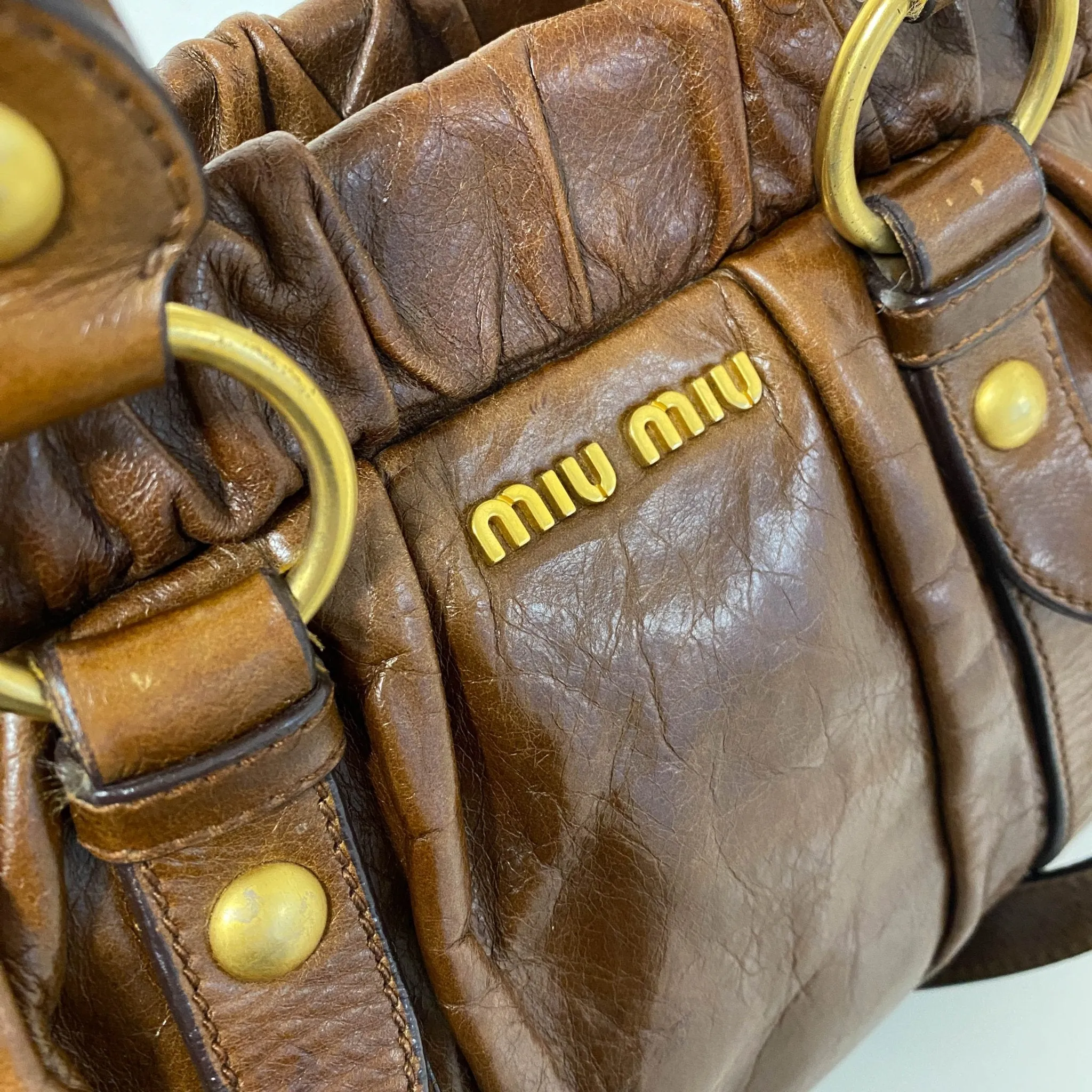 Vitello Bauletto Brown Leather Handbag