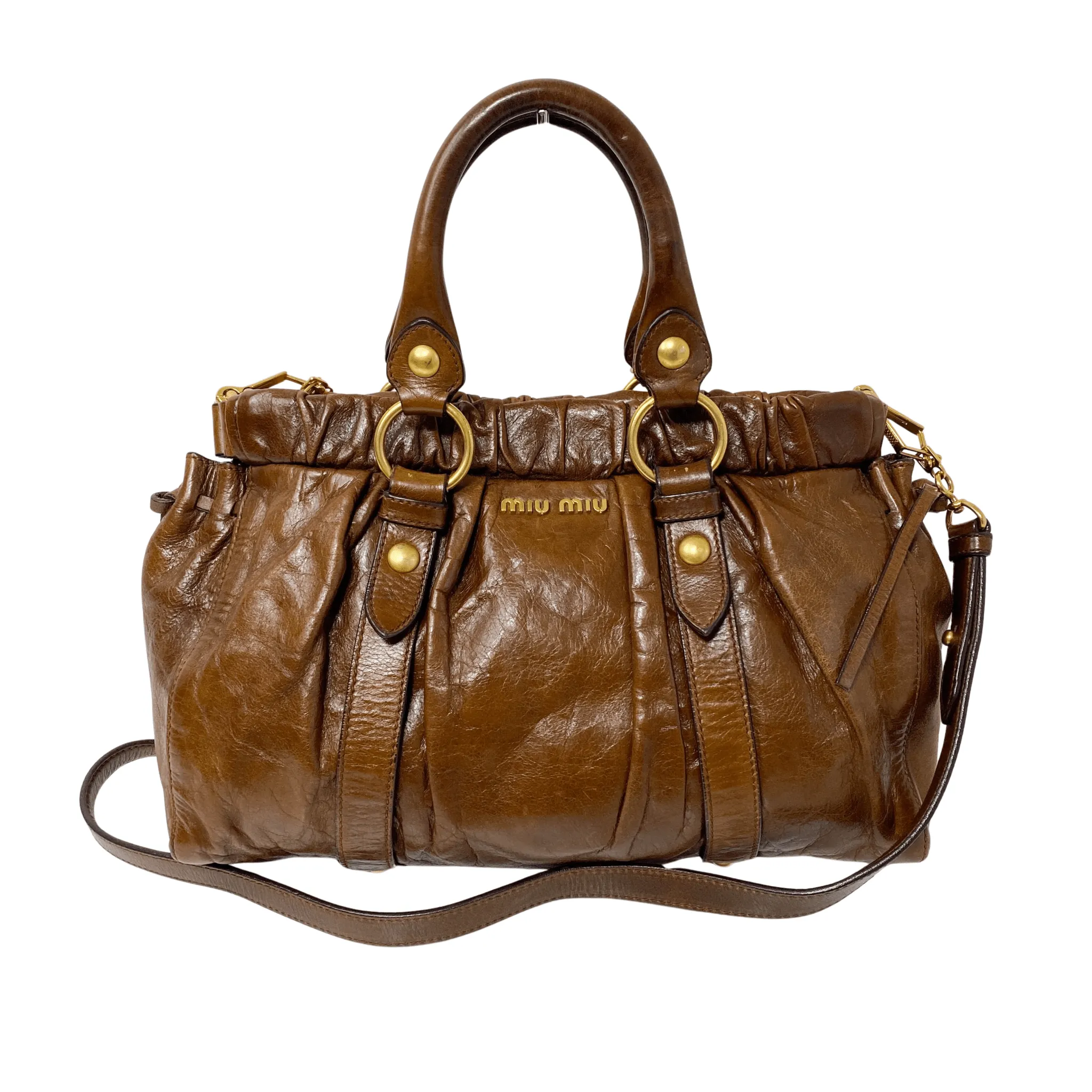 Vitello Bauletto Brown Leather Handbag