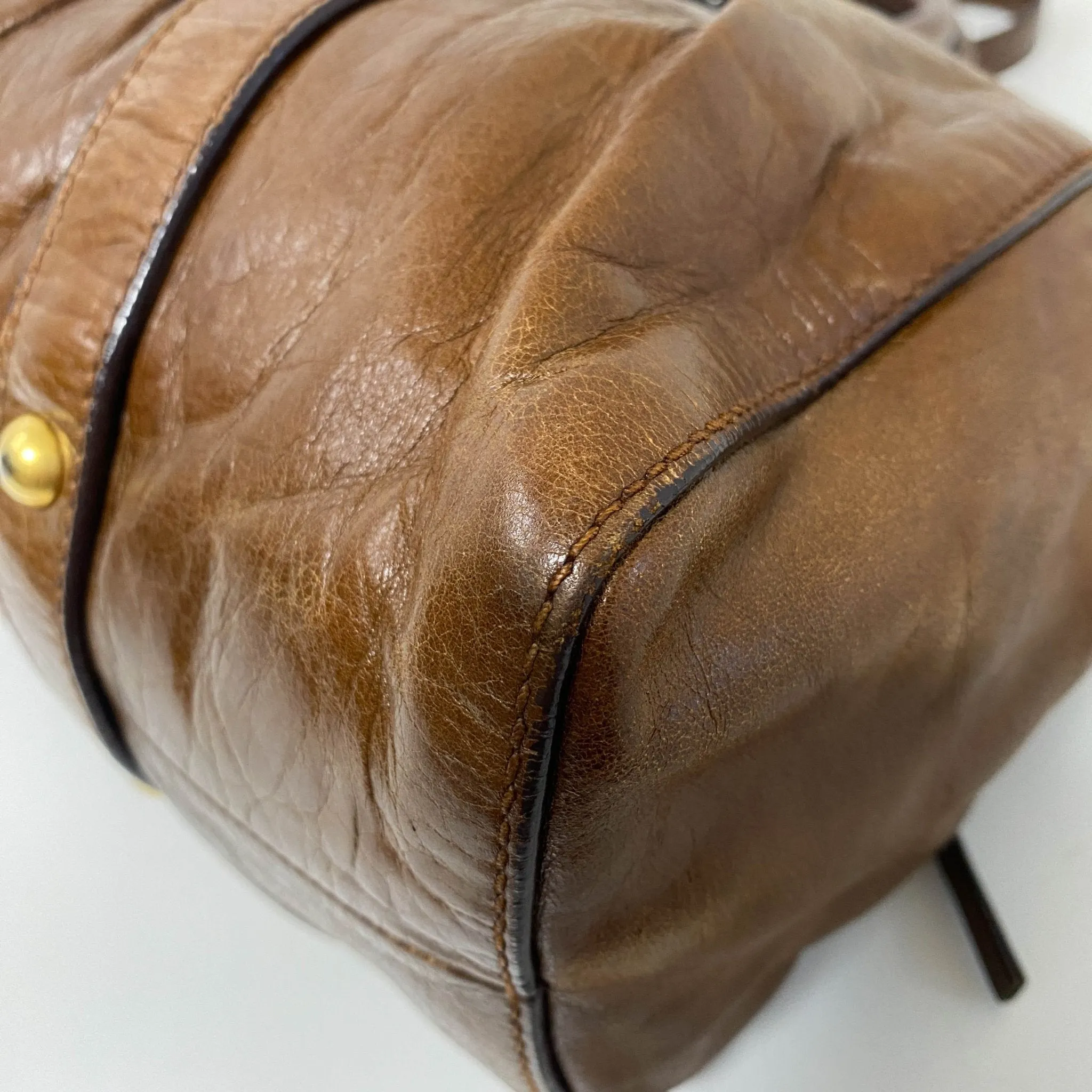 Vitello Bauletto Brown Leather Handbag
