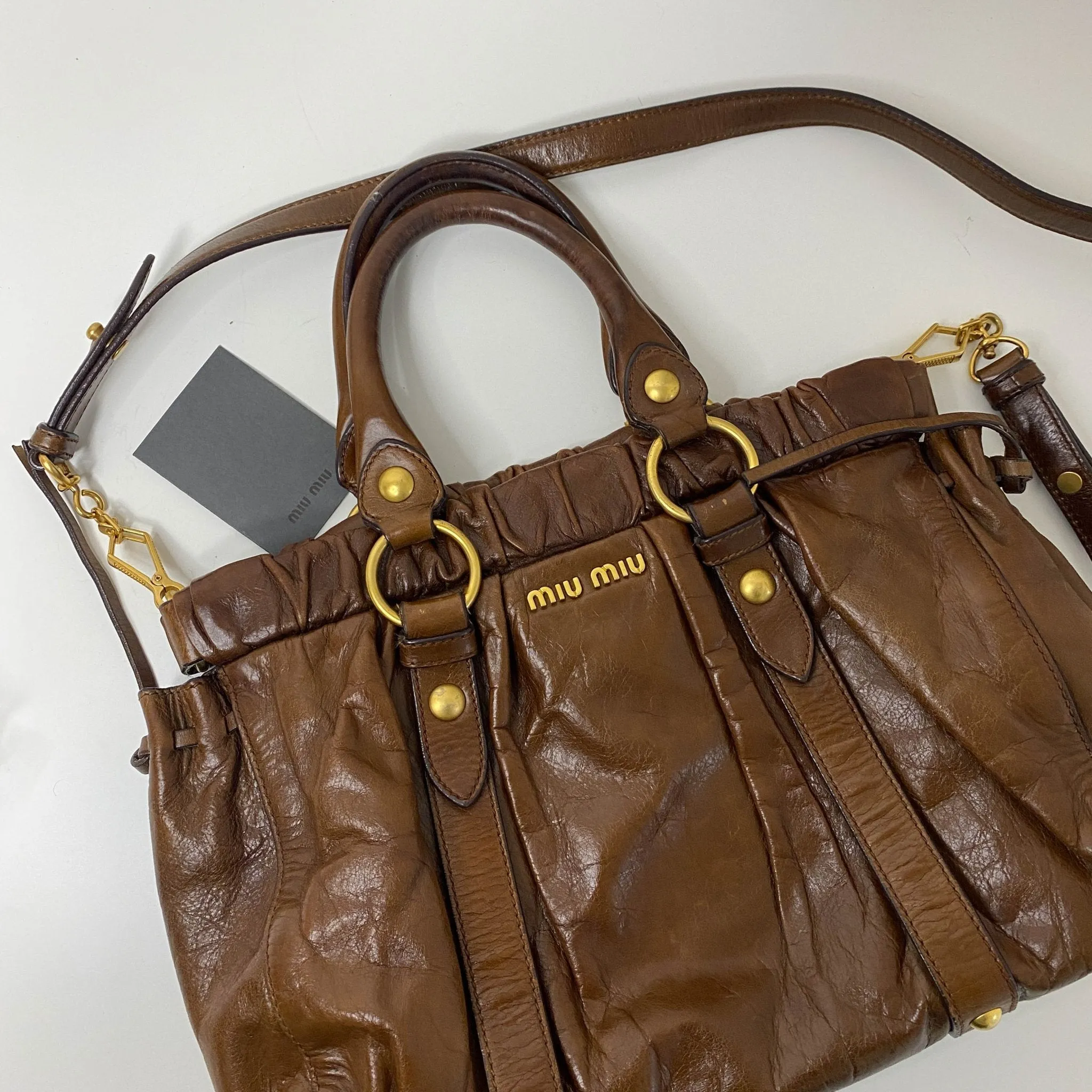 Vitello Bauletto Brown Leather Handbag