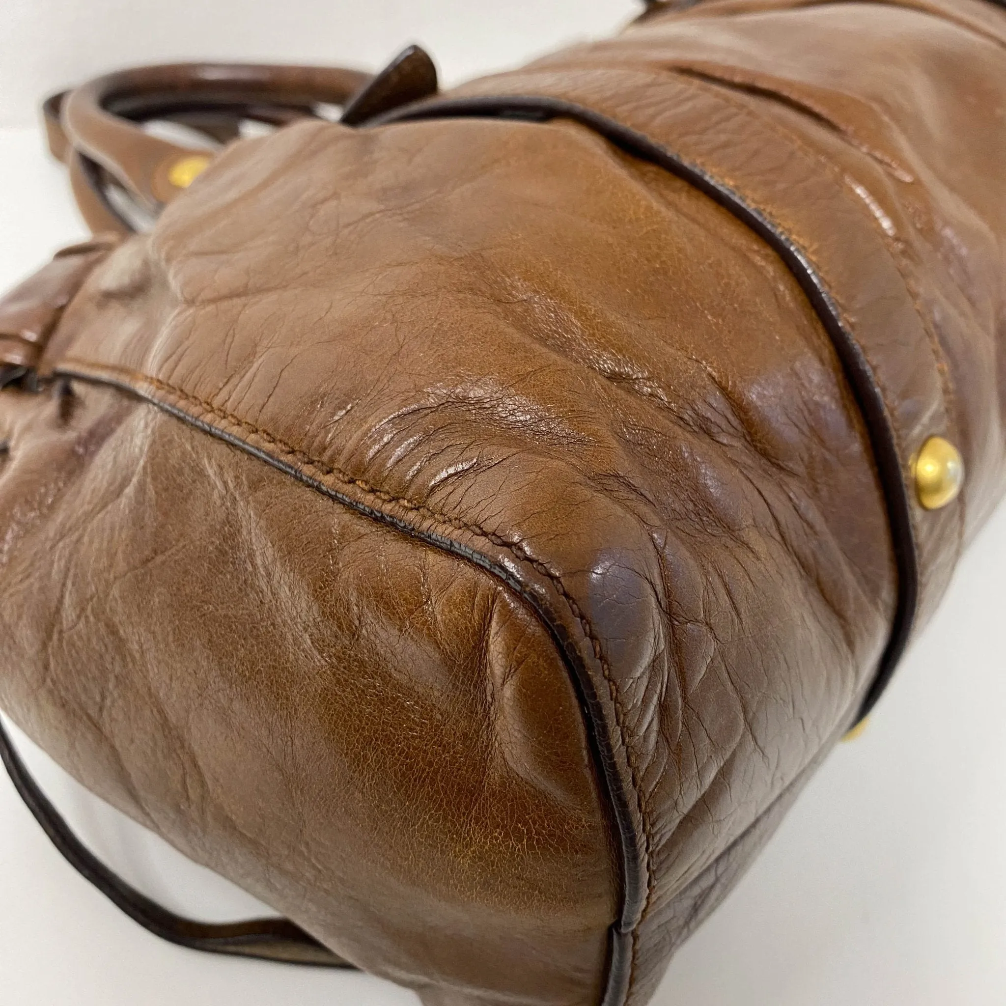 Vitello Bauletto Brown Leather Handbag