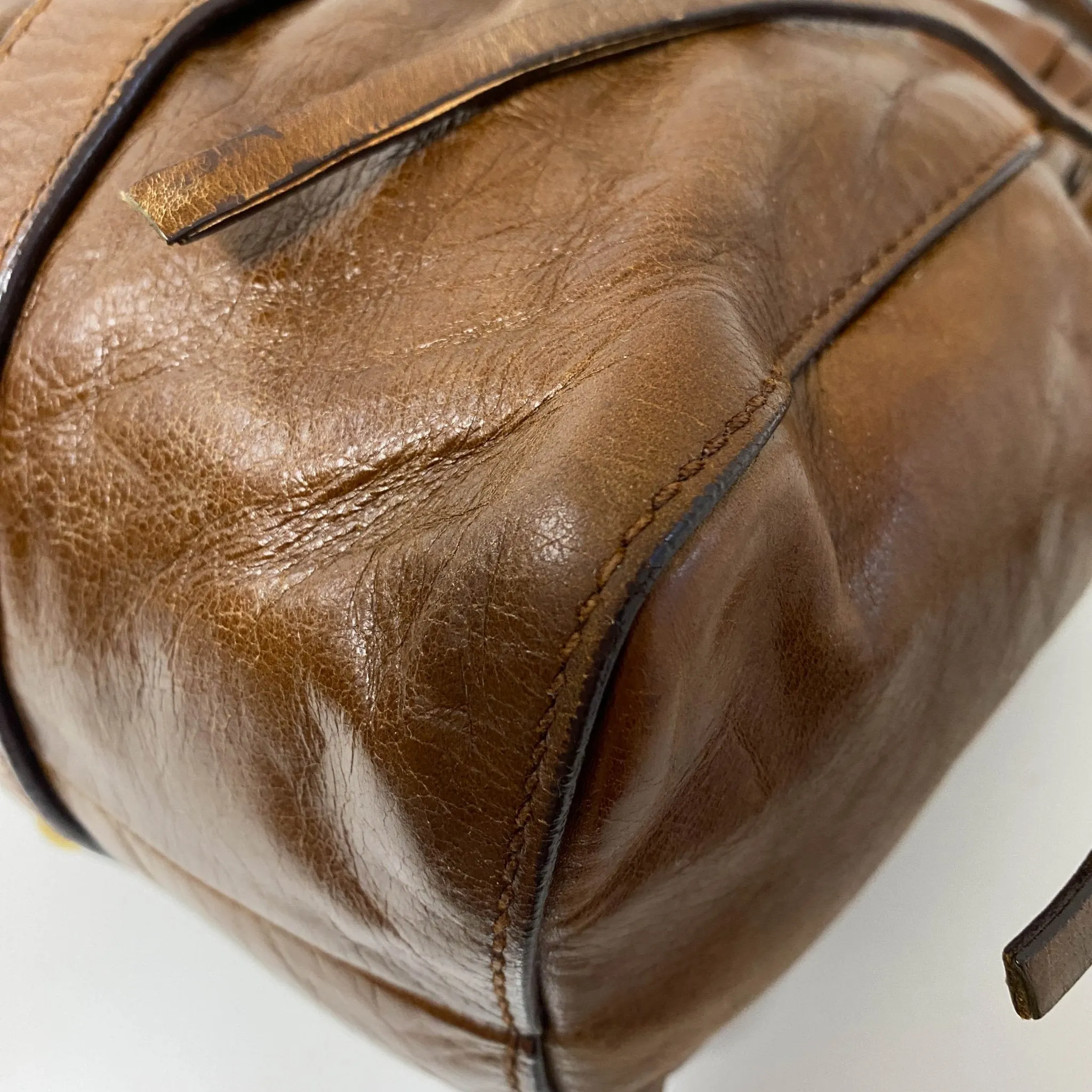 Vitello Bauletto Brown Leather Handbag