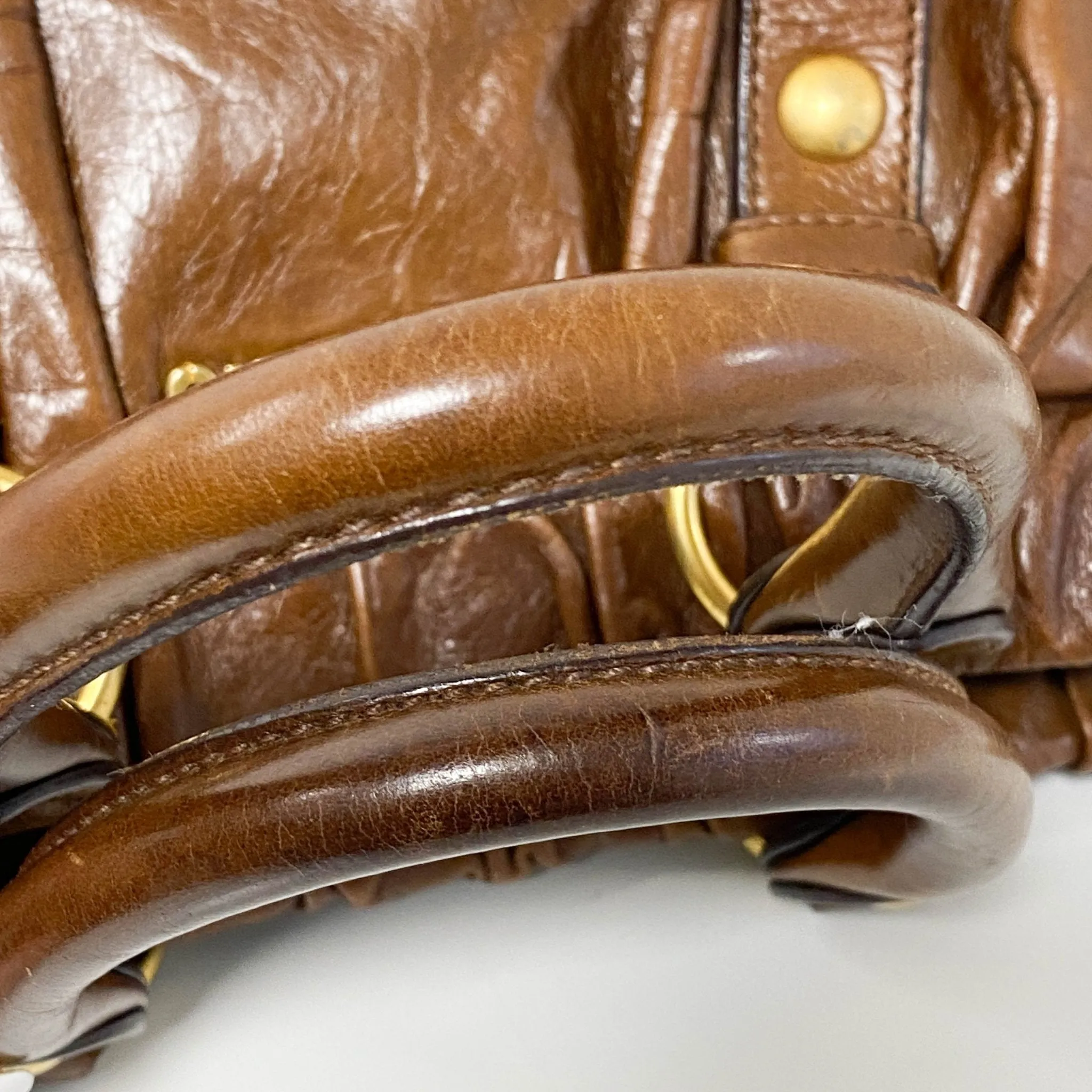 Vitello Bauletto Brown Leather Handbag
