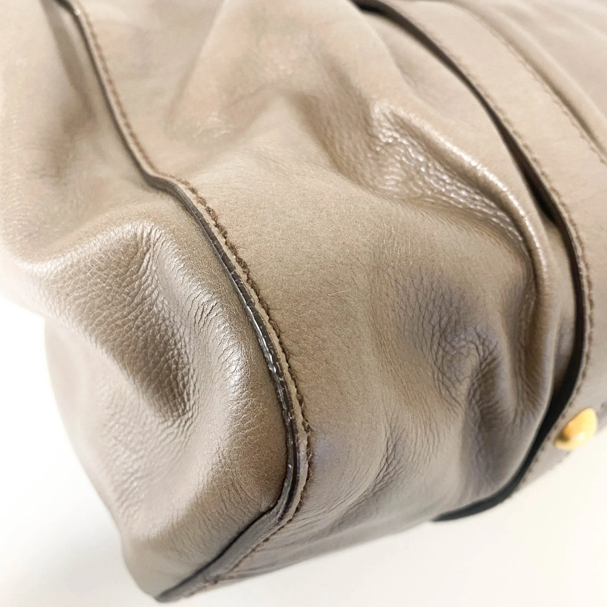 Vitello Lux Bauletto Leather Handbag Smoke Grey