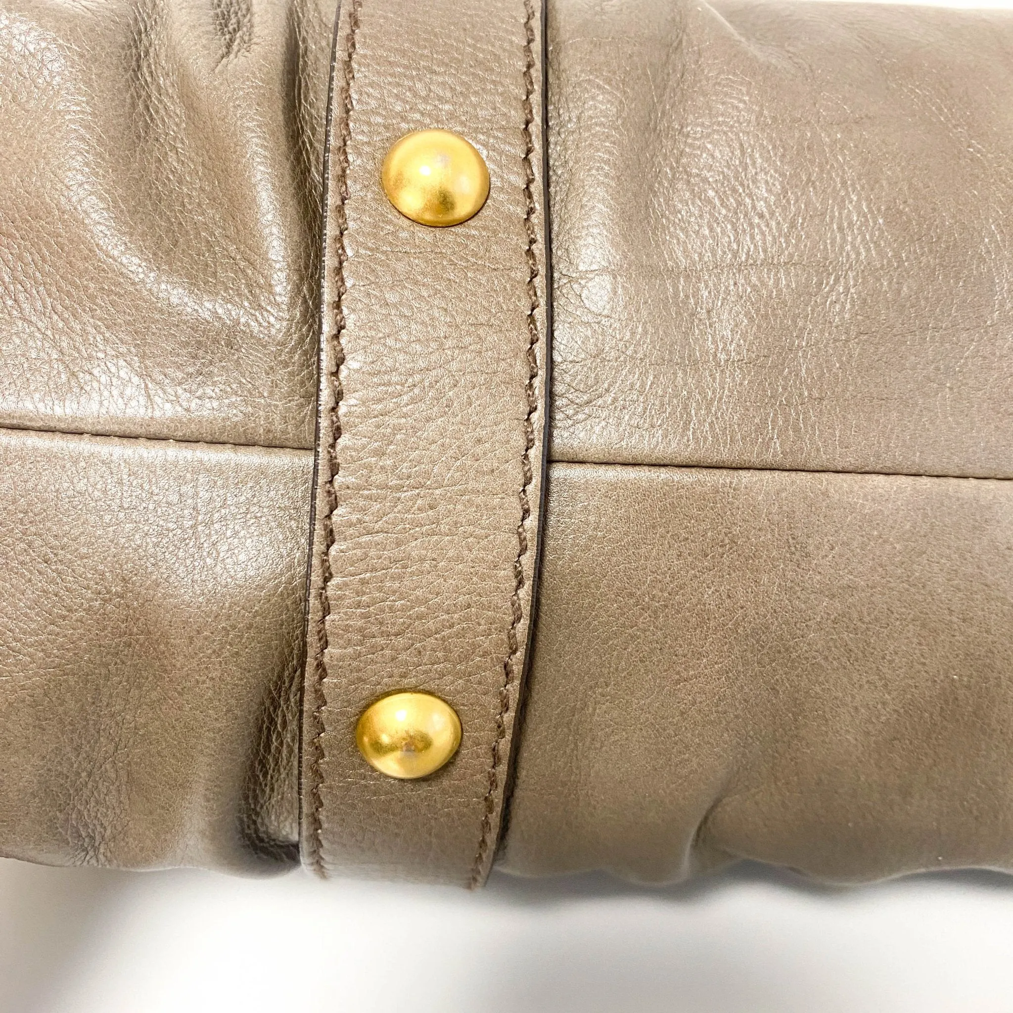 Vitello Lux Bauletto Leather Handbag Smoke Grey