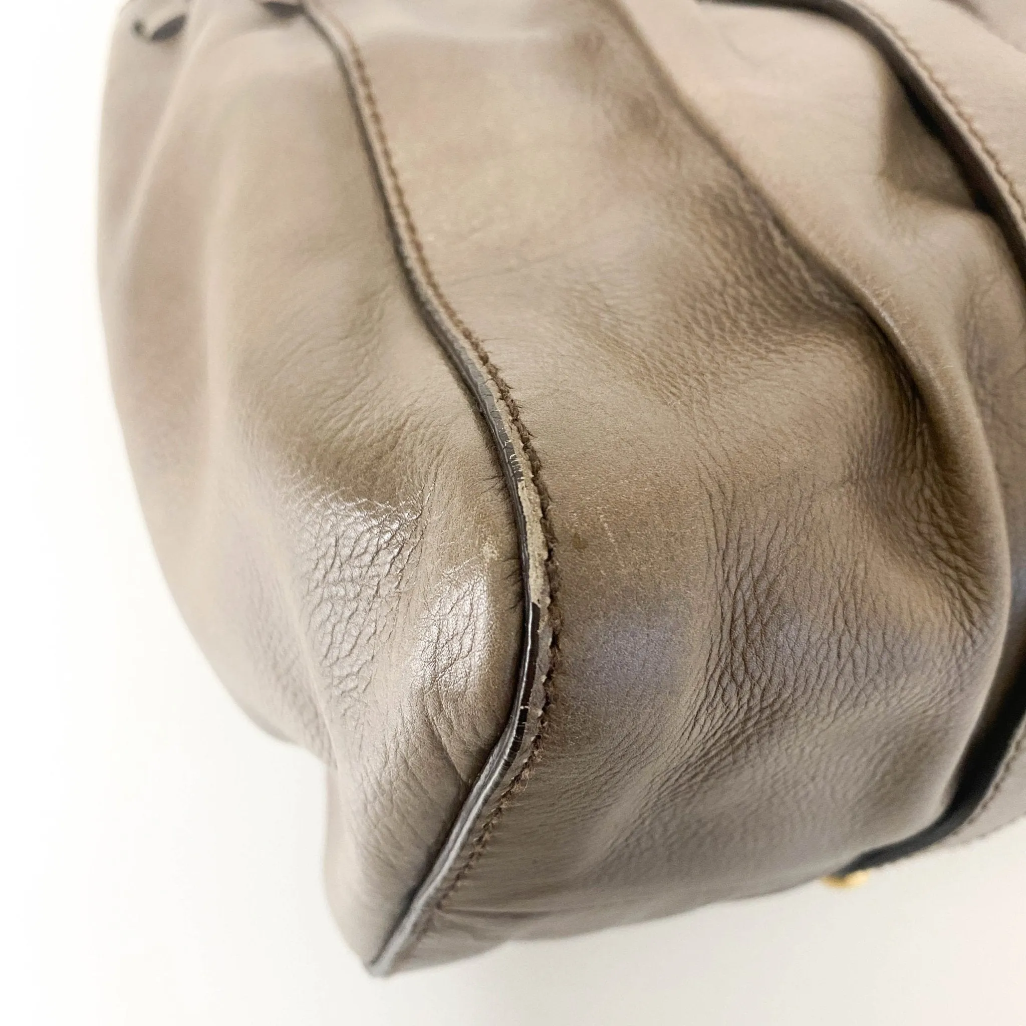 Vitello Lux Bauletto Leather Handbag Smoke Grey