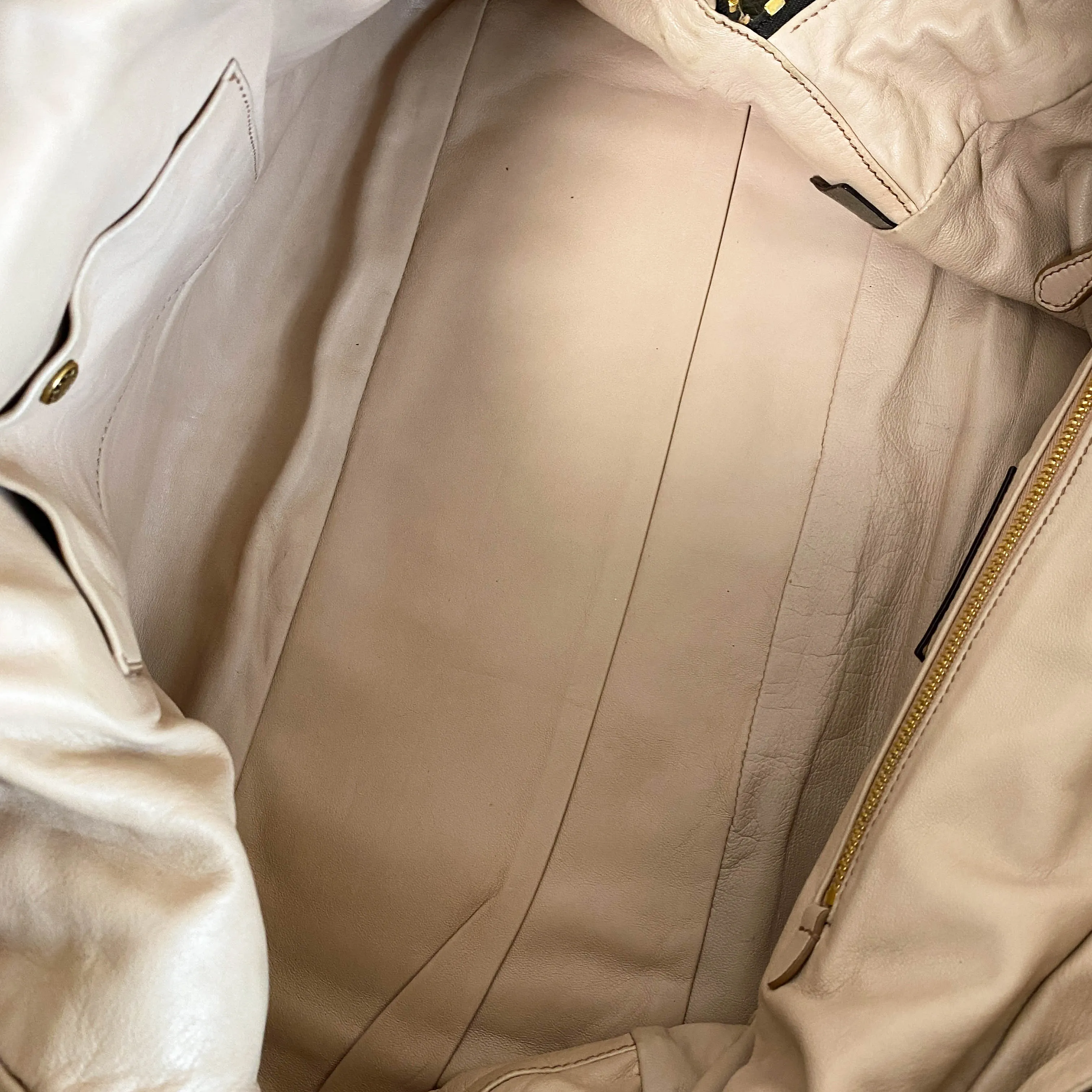 Vitello Shine Khaki Leather Hand Bag