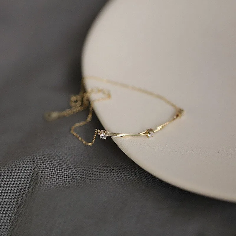 Wave Zircon Charm Bracelet | Gold-Plated Teen Jewelry