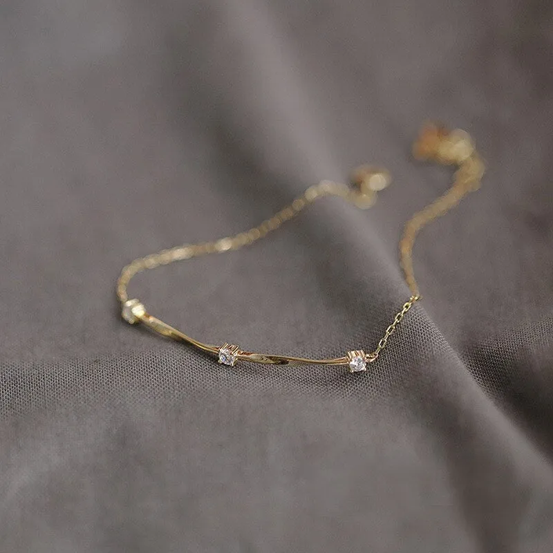 Wave Zircon Charm Bracelet | Gold-Plated Teen Jewelry