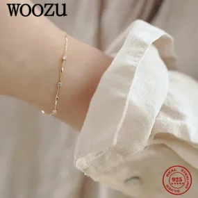Wave Zircon Link Bracelet 925 Silver