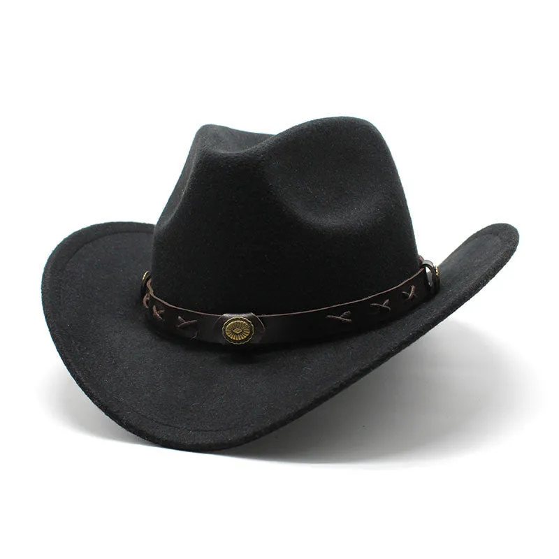 Western Cowboy Hat Cross-border Autumn And Winter Woolen Jazz Hat