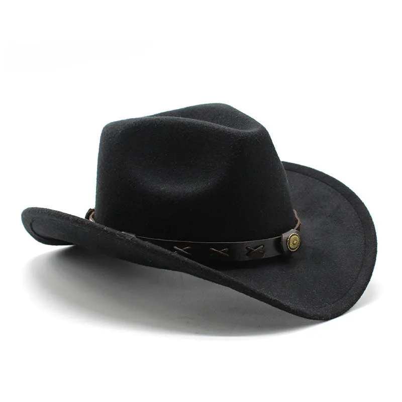 Western Cowboy Hat Cross-border Autumn And Winter Woolen Jazz Hat