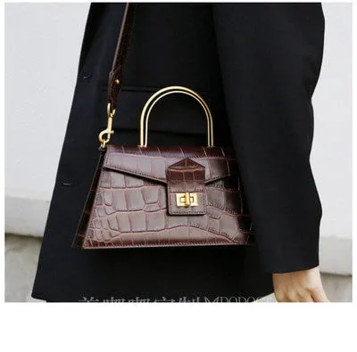 Women box flap bag animal print alligator totes bag white coffee vintage Trapezoid shoulder messenger bag 2020 spring summer new
