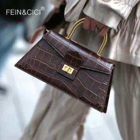 Women box flap bag animal print alligator totes bag white coffee vintage Trapezoid shoulder messenger bag 2020 spring summer new