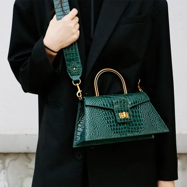 Women box flap bag animal print alligator totes bag white coffee vintage Trapezoid shoulder messenger bag 2020 spring summer new