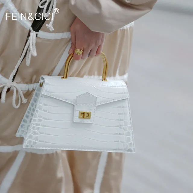 Women box flap bag animal print alligator totes bag white coffee vintage Trapezoid shoulder messenger bag 2020 spring summer new